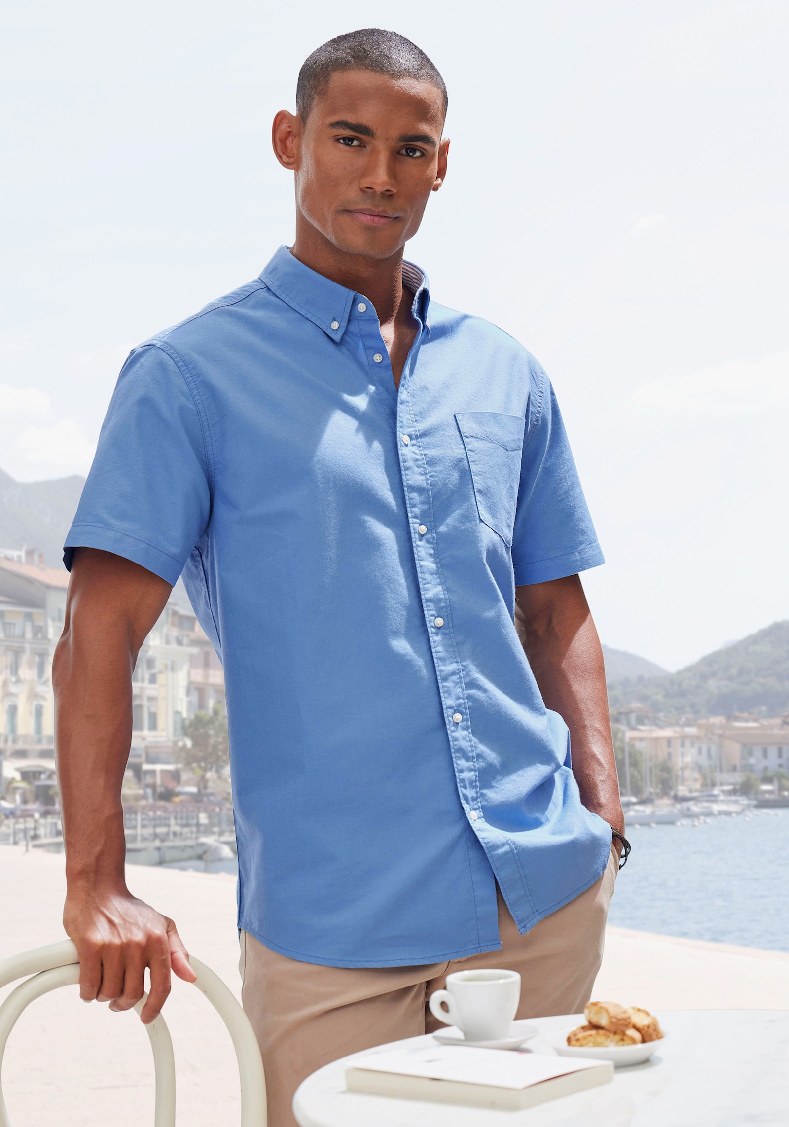 H.I.S Kurzarmhemd - blau