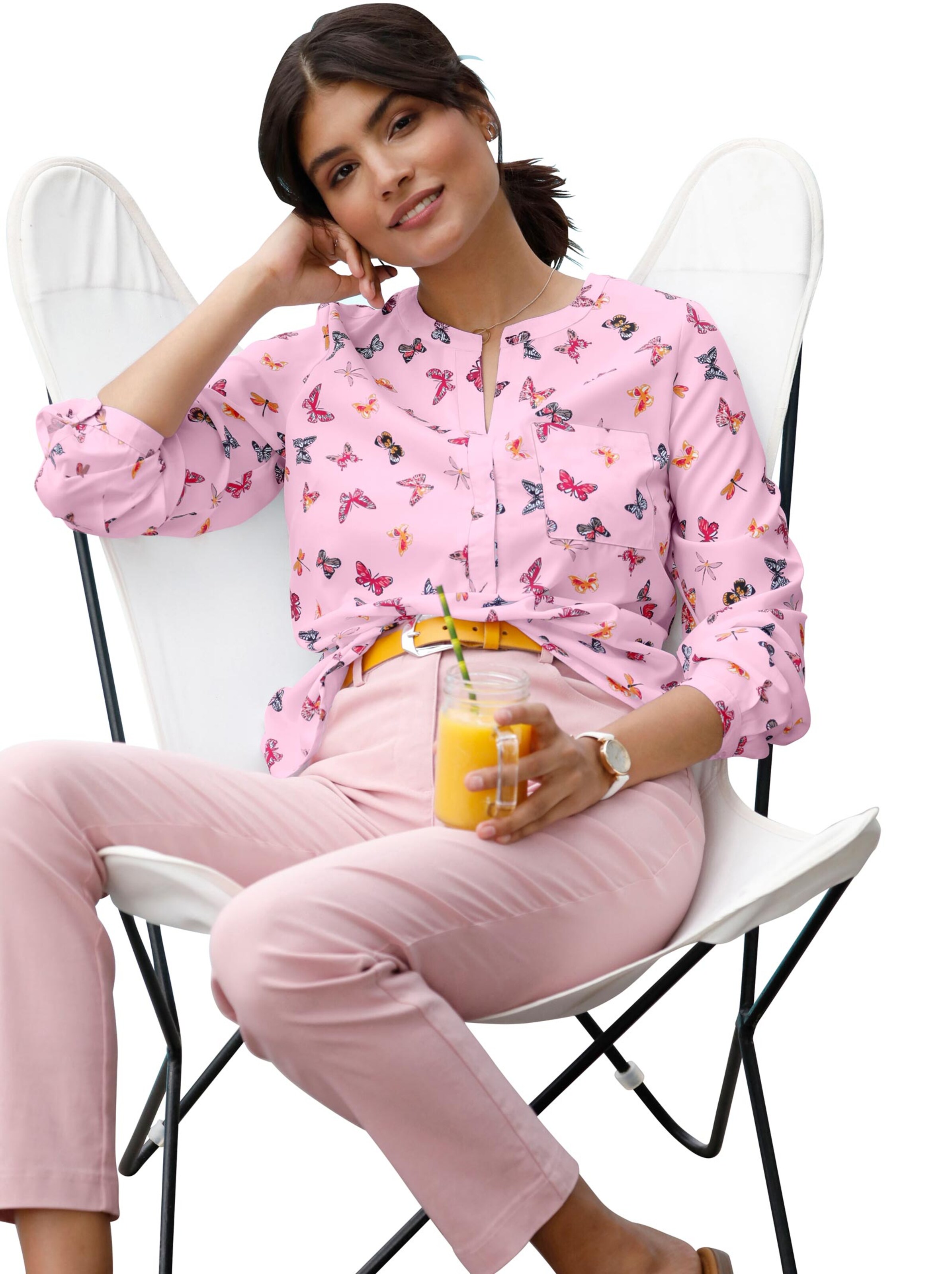 Bluse - hellrosé-gemustert