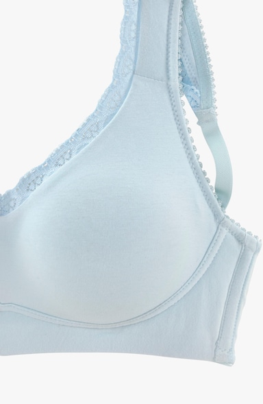 petite fleur Soutien-gorge doux - bleu clair + blanc