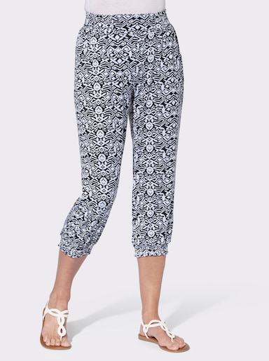 3/4-Hose mit Gummibündchen - schwarz-weiß-gemustert