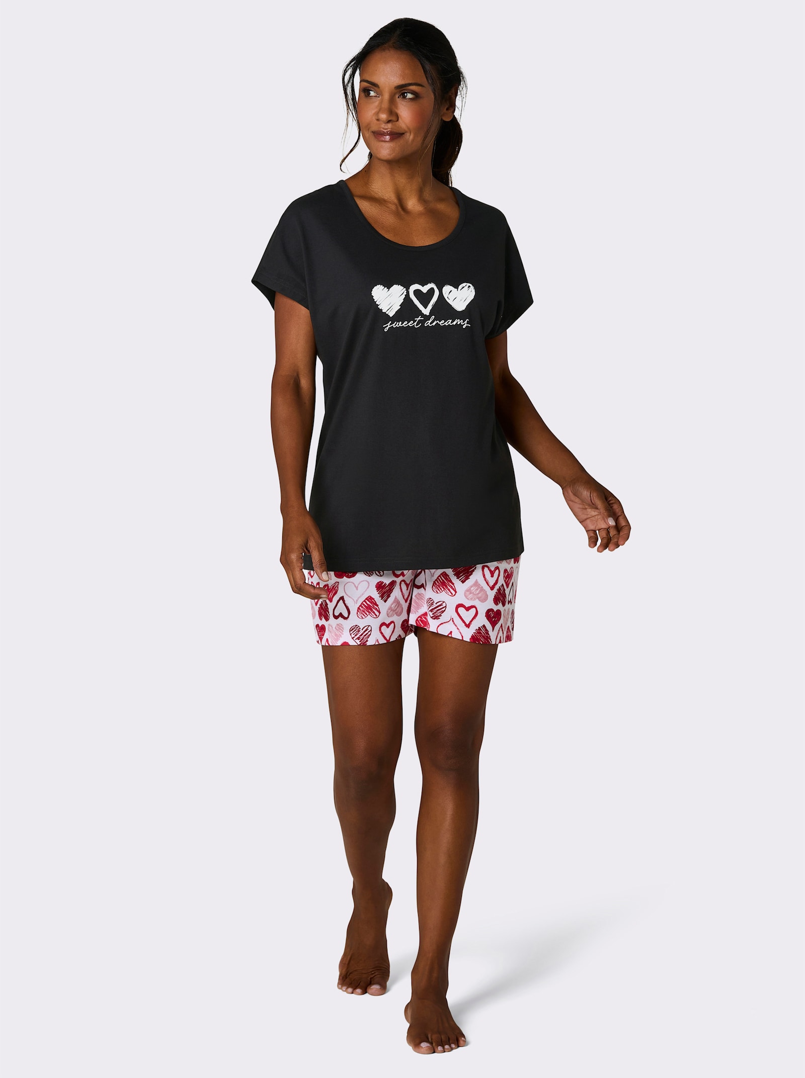 wäschepur Pyjama court - noir-rouge imprimé