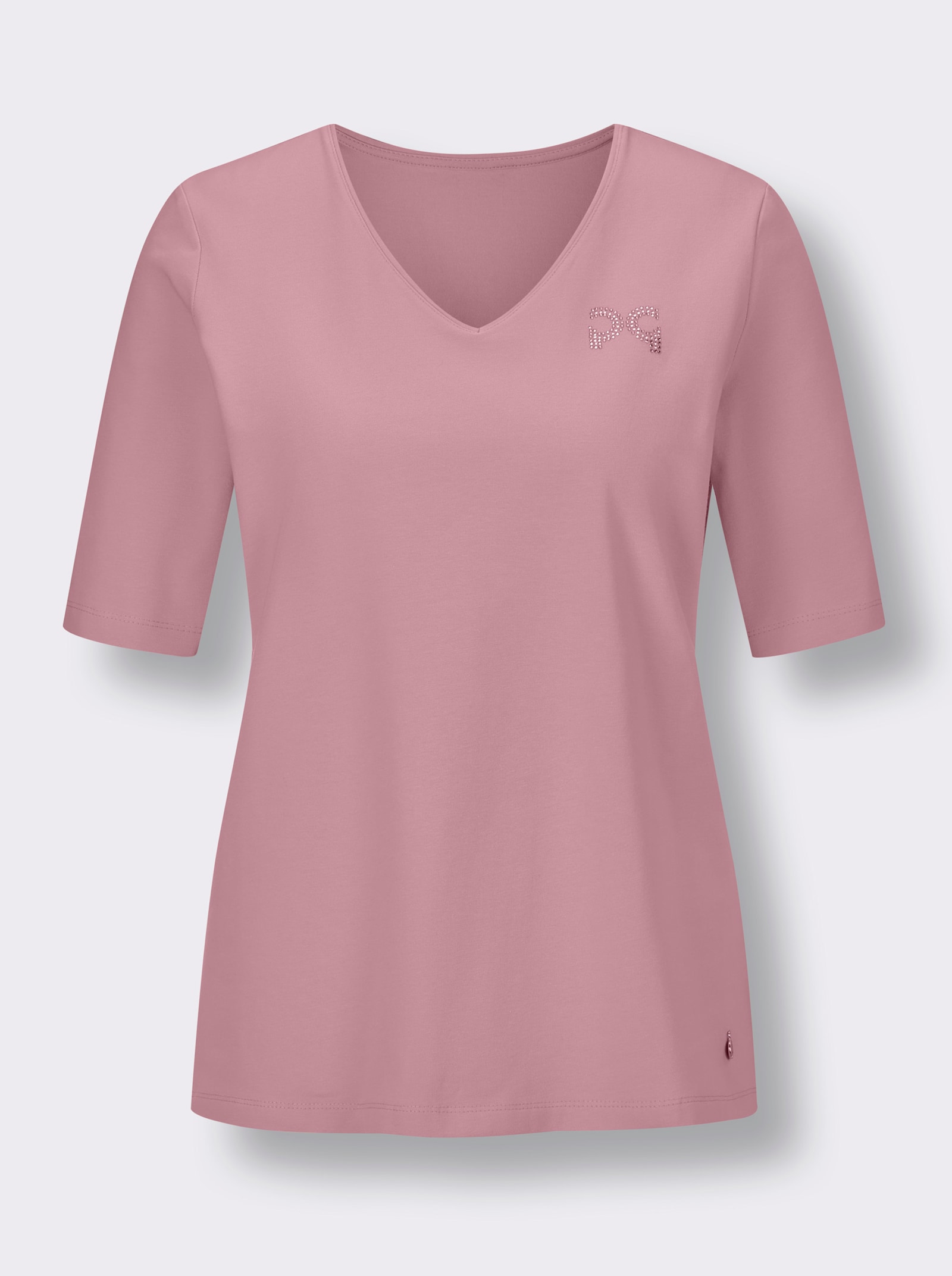 CREATION L PREMIUM Kurzarmshirt aus leicht glänzender Qualität - hortensie