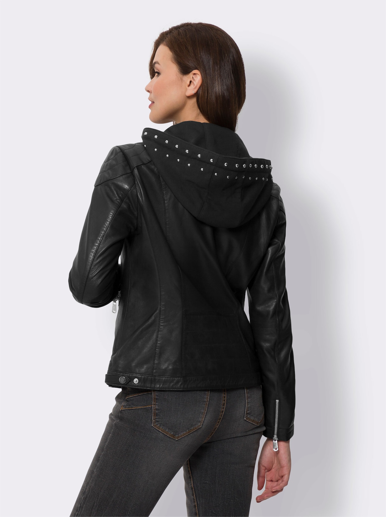 heine Leder-Jacke - schwarz