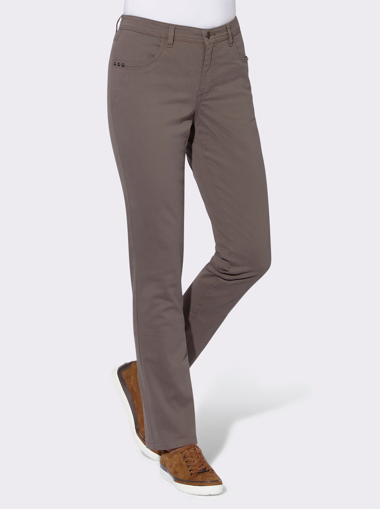 Stretch-Jeans - donkertaupe