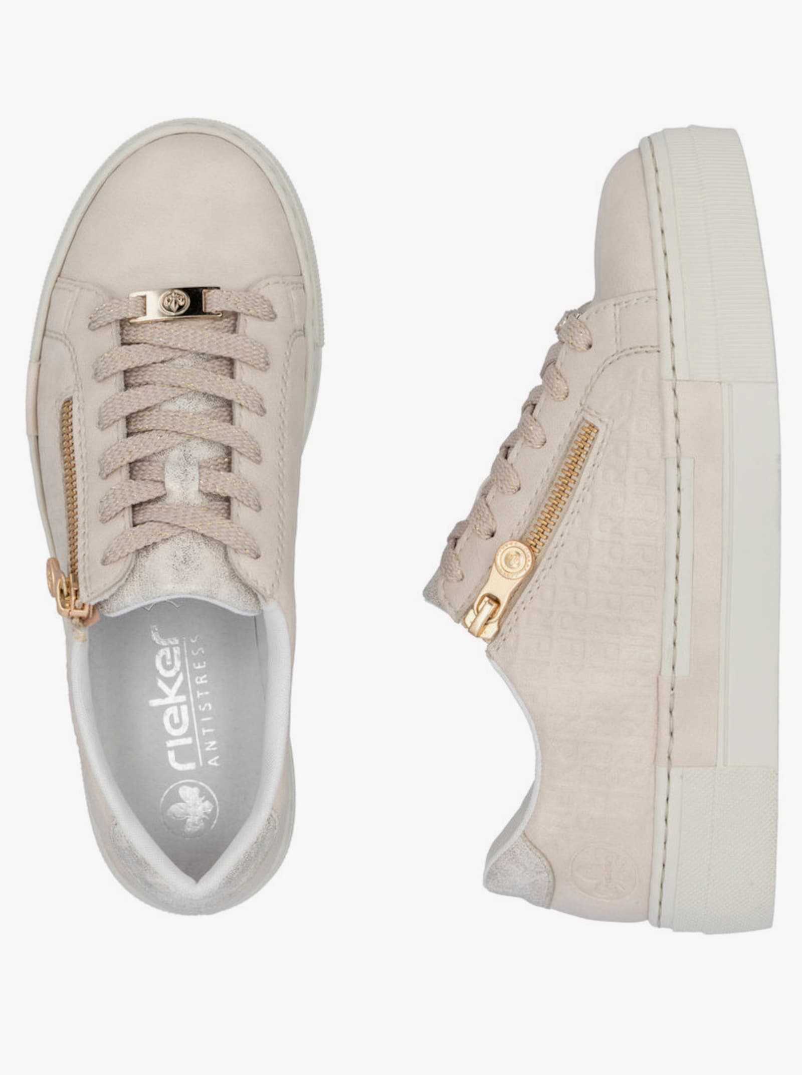 Rieker Sneaker mit seitlichem Reißverschluss - elfenbein