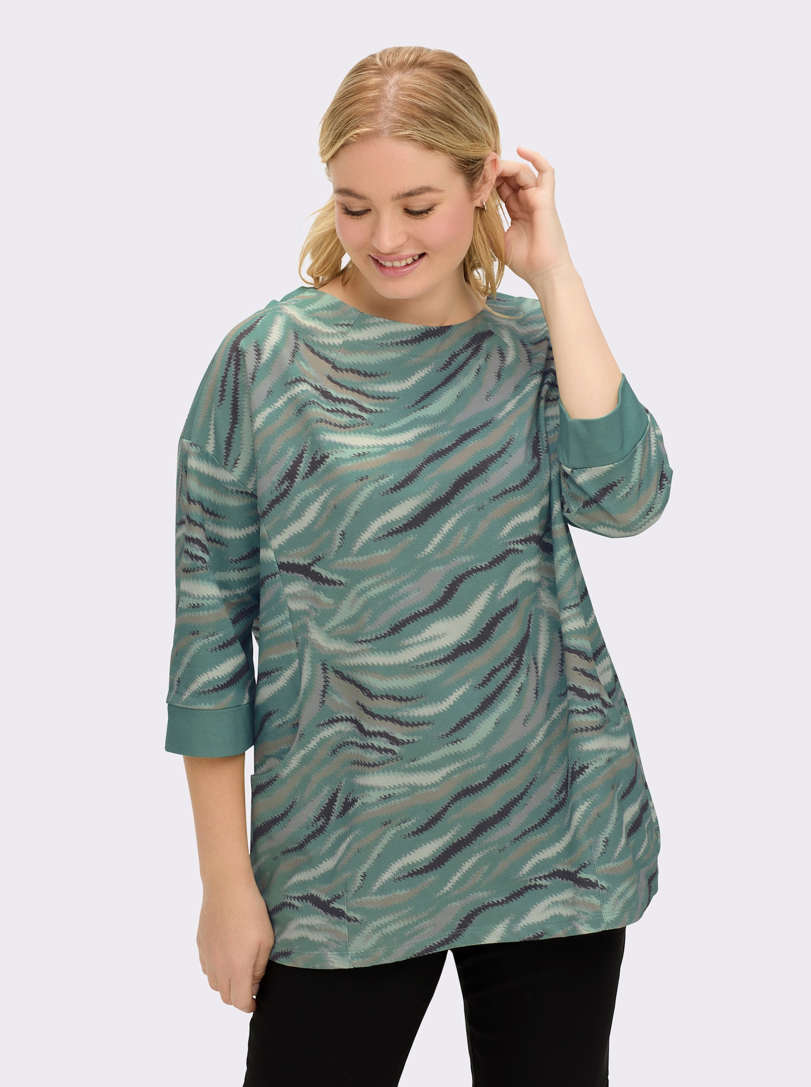 3/4-Arm-Shirt mit Grafik-Druck - jade-graphit-bedruckt