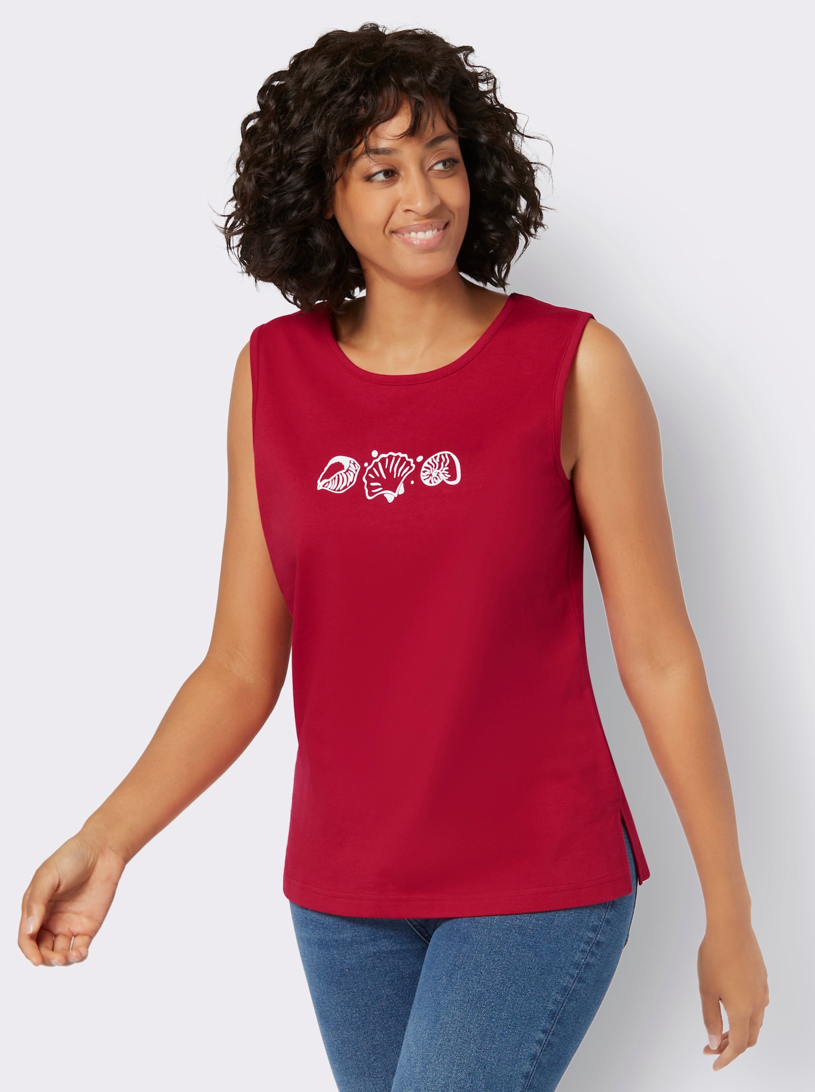 Shirttop met zijsplitten - rood
