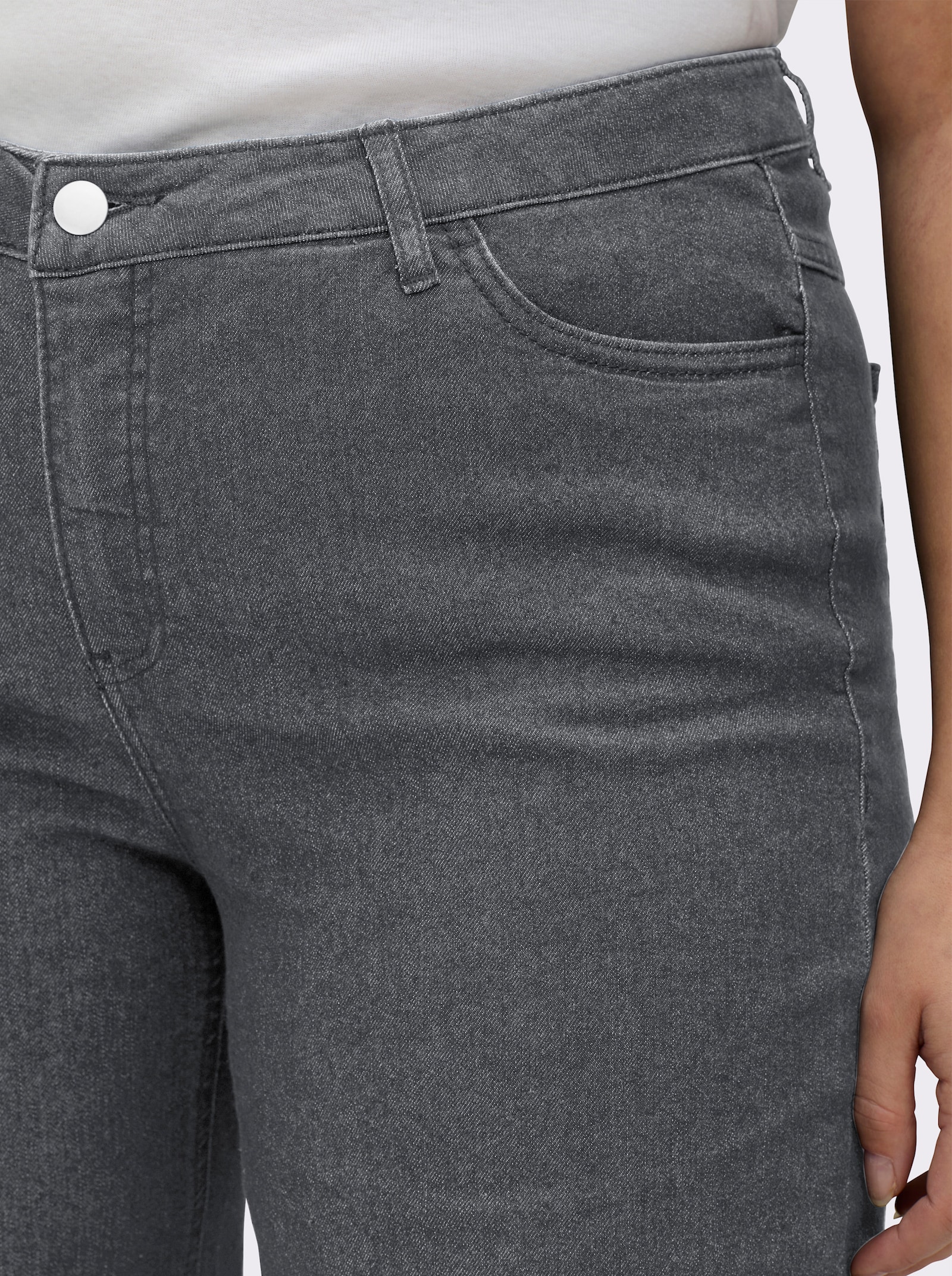 Jeans mit weitem Bein - stone-grey-denim