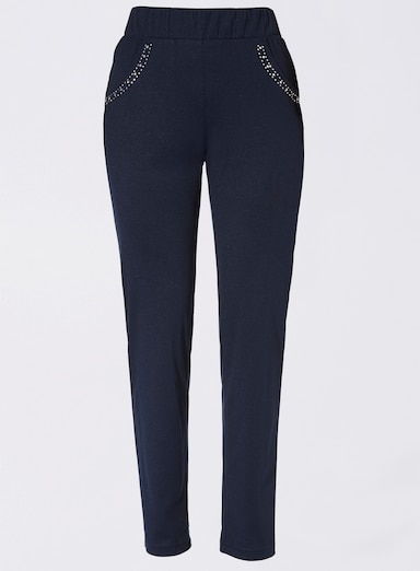 Schlupfhose mit Ziersteinchen - marine