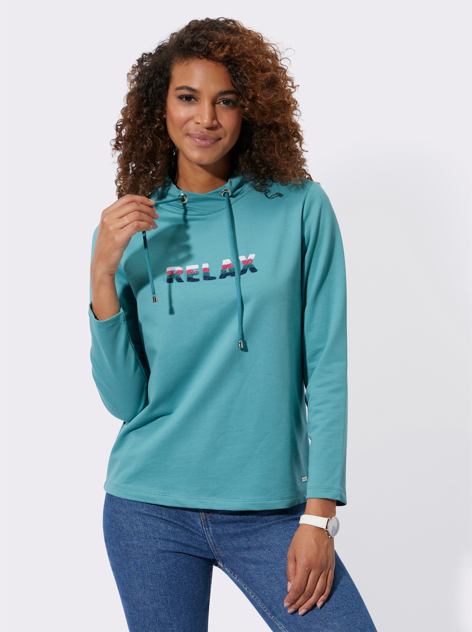  Sweatshirt mit Schriftzug im Vorderteil - ozean