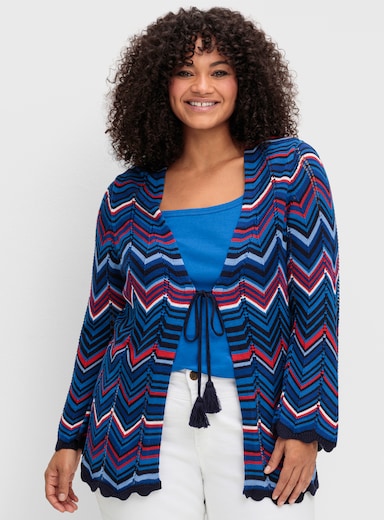 sheego Strickjacke - marine-gemustert