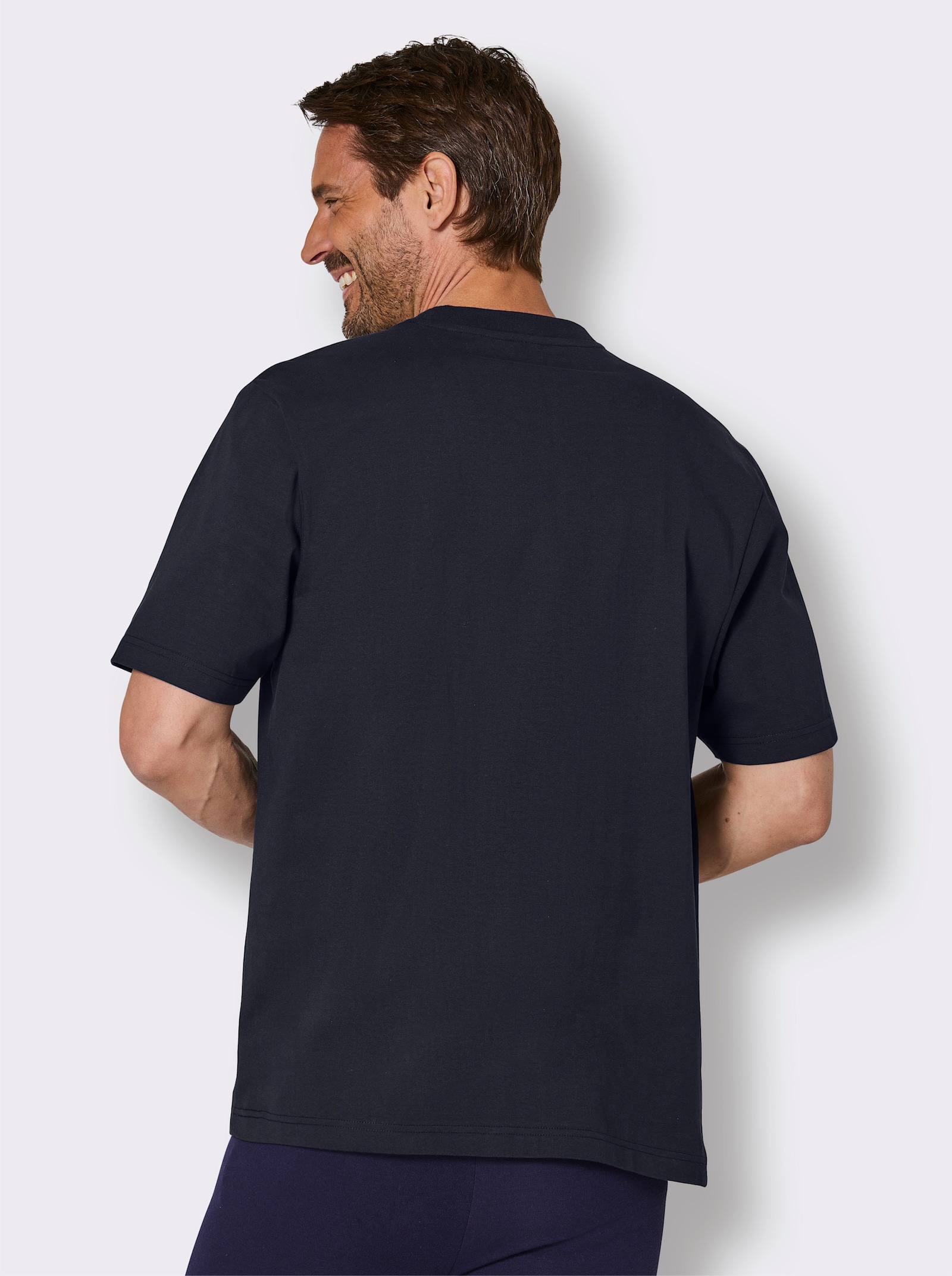 wäschepur men Schlafanzug-Shirt - marine + anthrazit-meliert