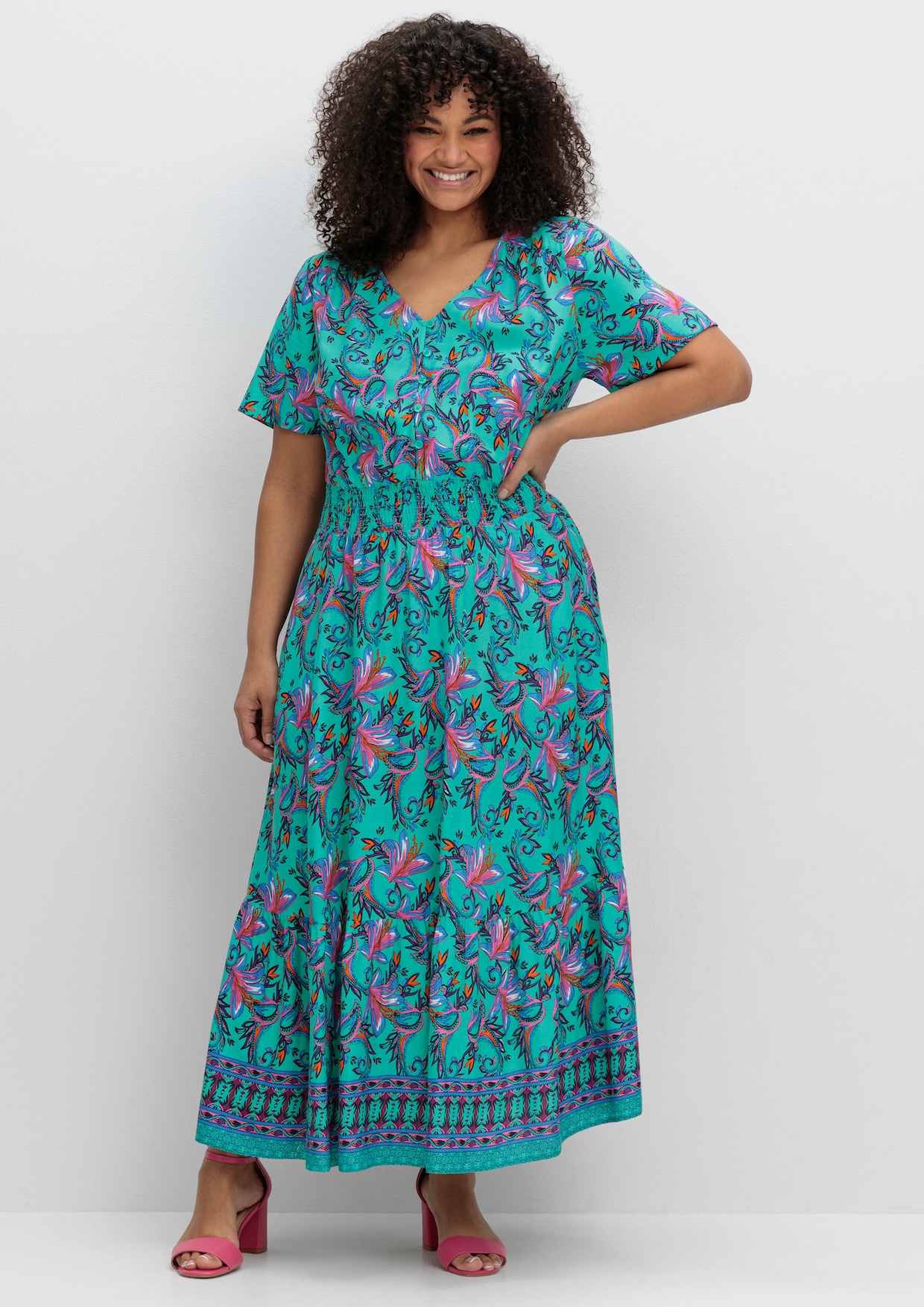 sheego by Joe Browns Maxikleid - aqua-gemustert
