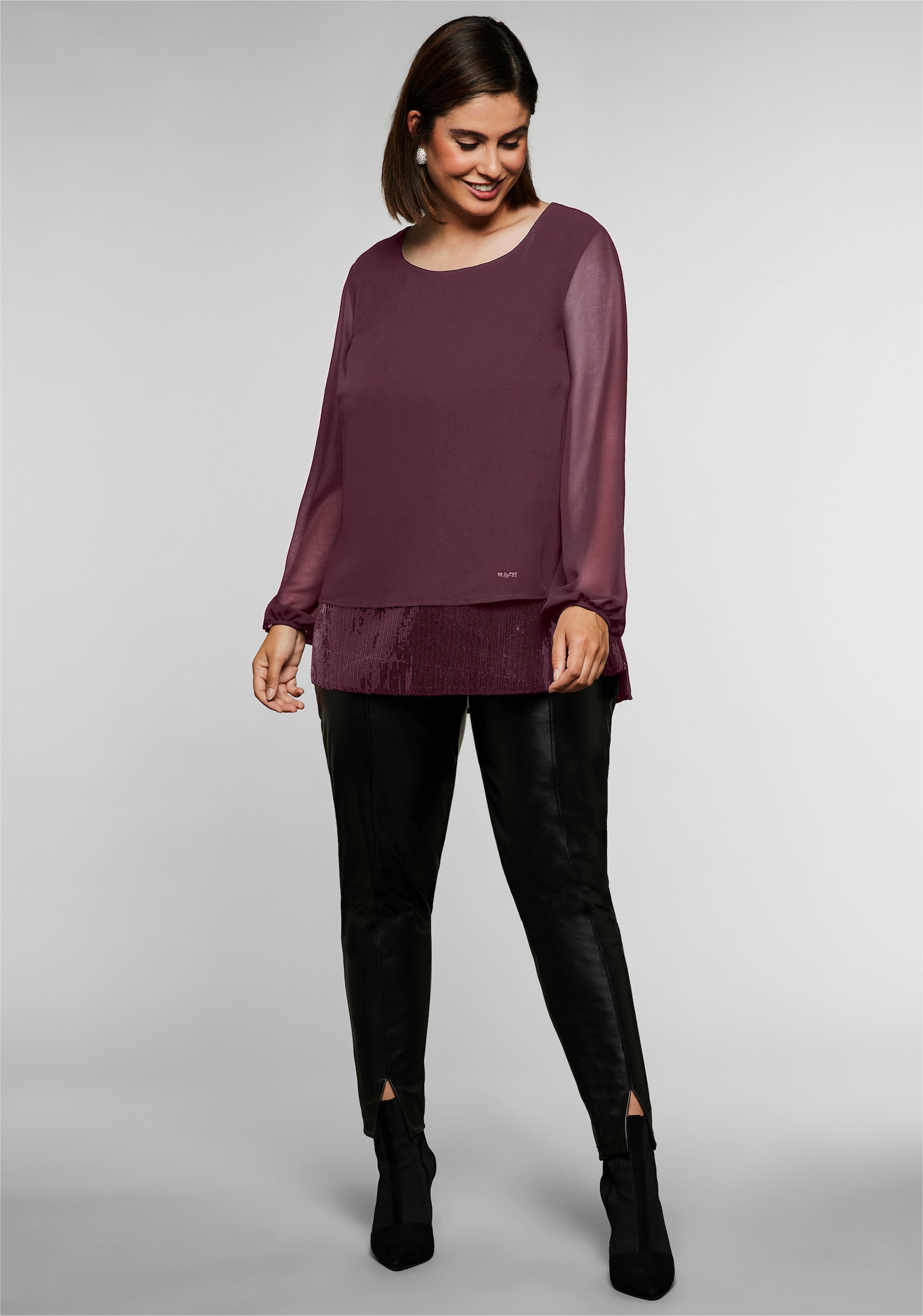 sheego Tunika in 2-in-1 Optik - burgund