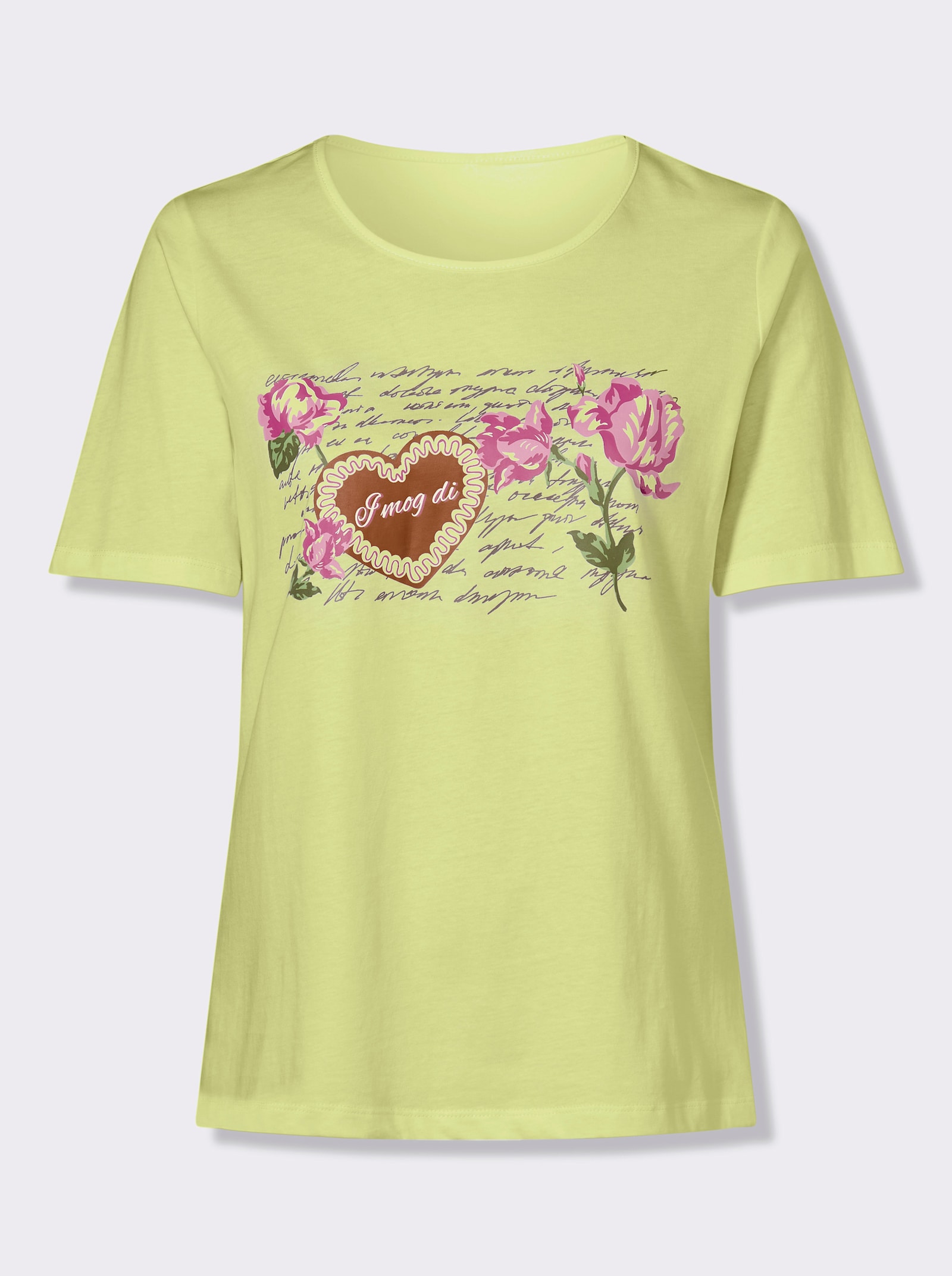 Tröja med broderi och placerat blomtryck - pistasch-gammalrosa