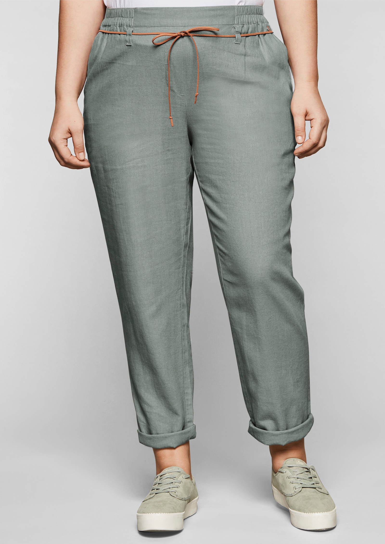 sheego Comfortbroek in linnenmix - eucalyptus