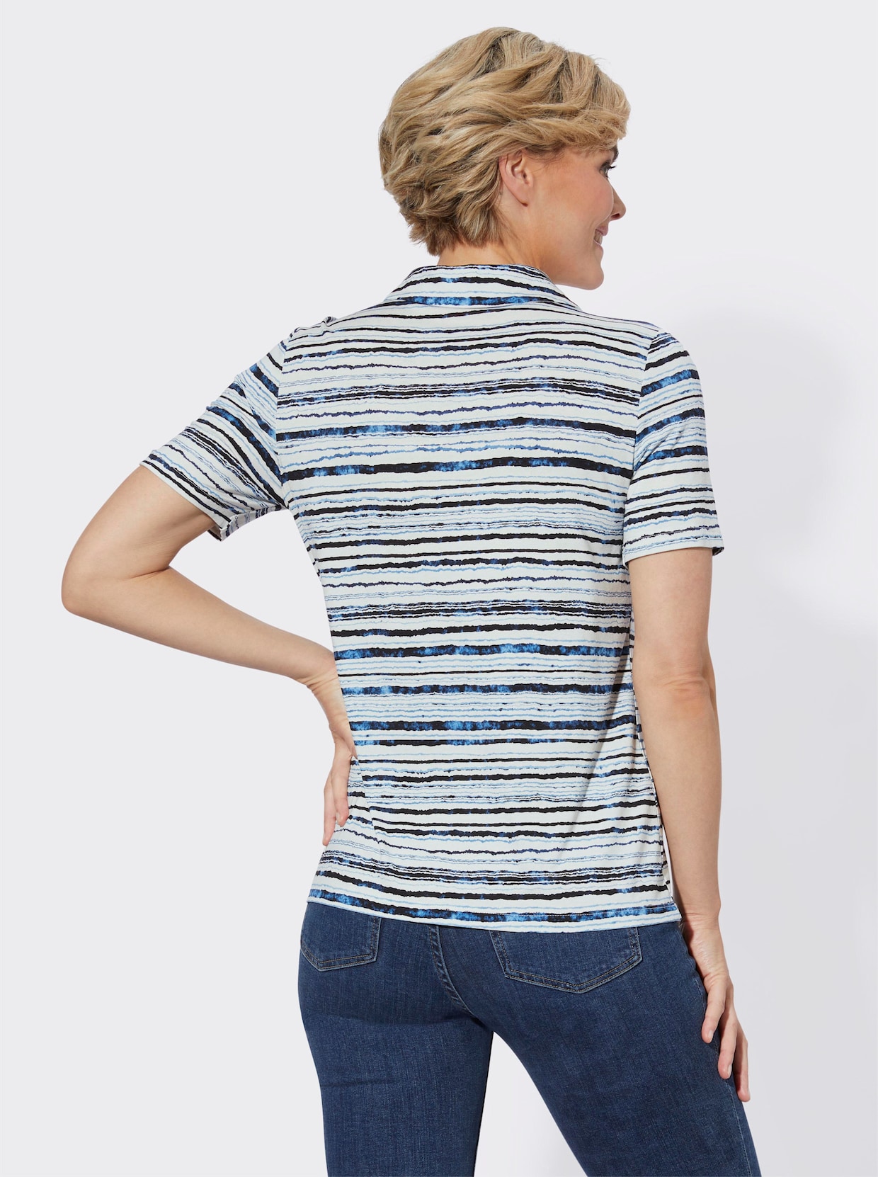 Shirt met korte mouwen - jeansblauw geprint