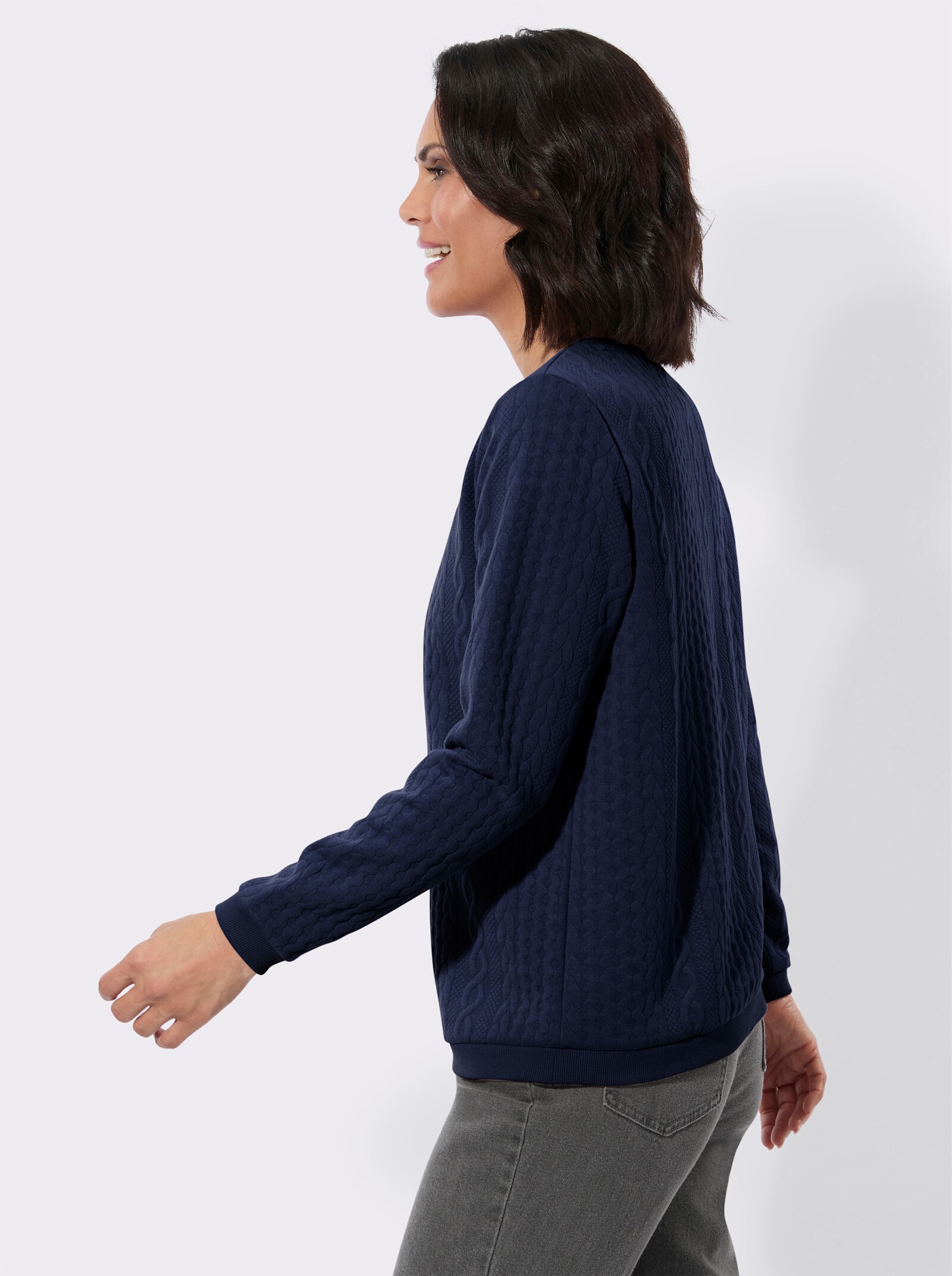 Langarmshirt mit Jacquard-Muster - marine