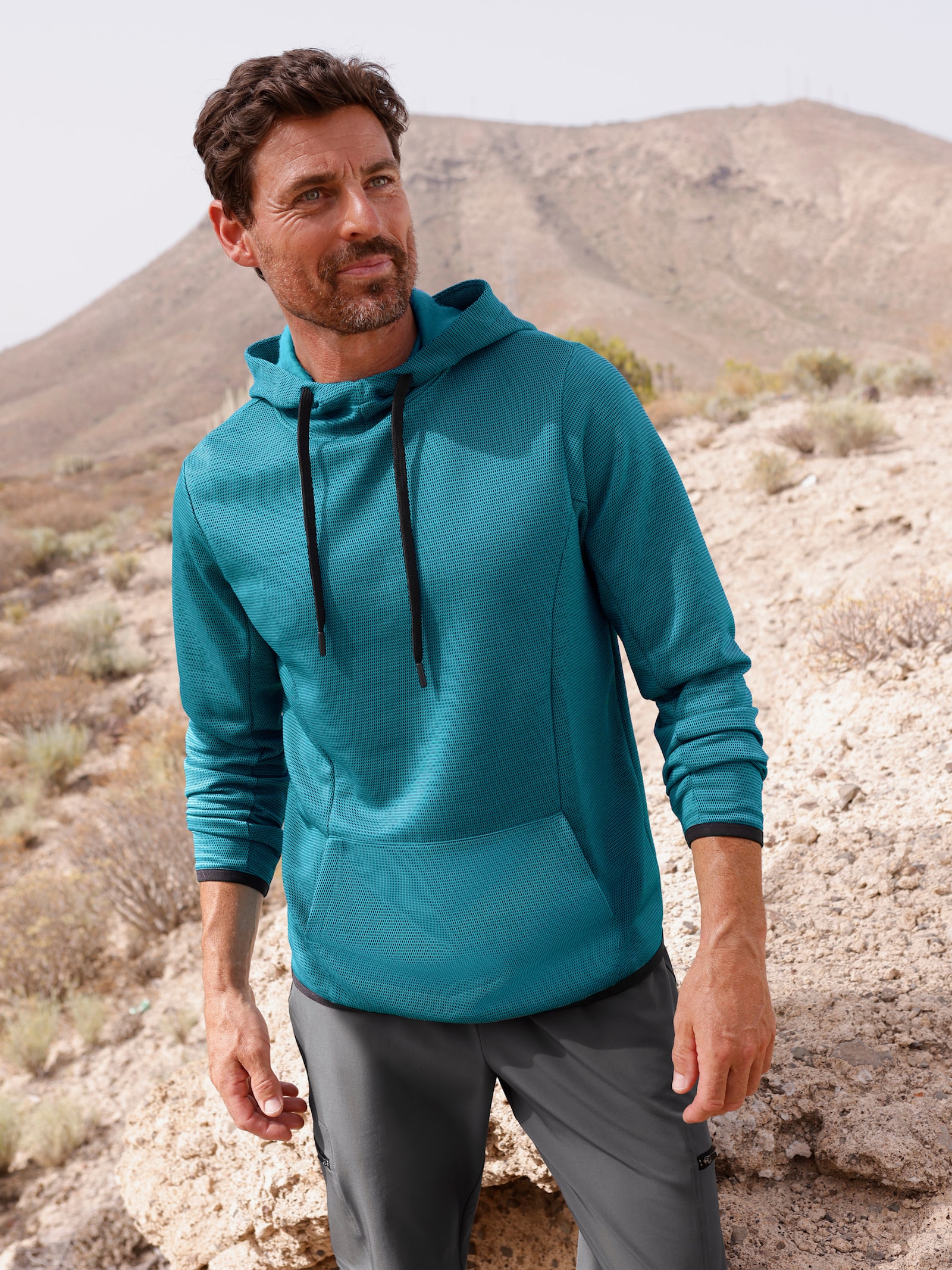 Catamaran Sports Sweatshirt in Jacquard-Qualität - türkis-marine-gemustert
