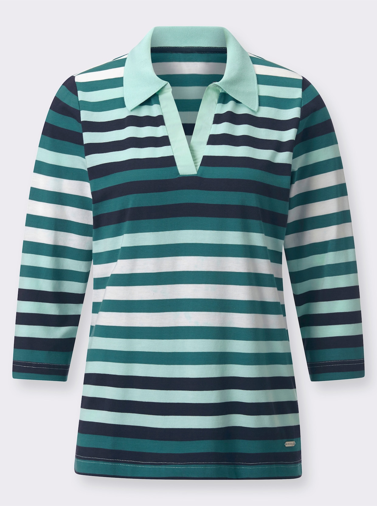 Streepjesshirt - petrol/marine gestreept