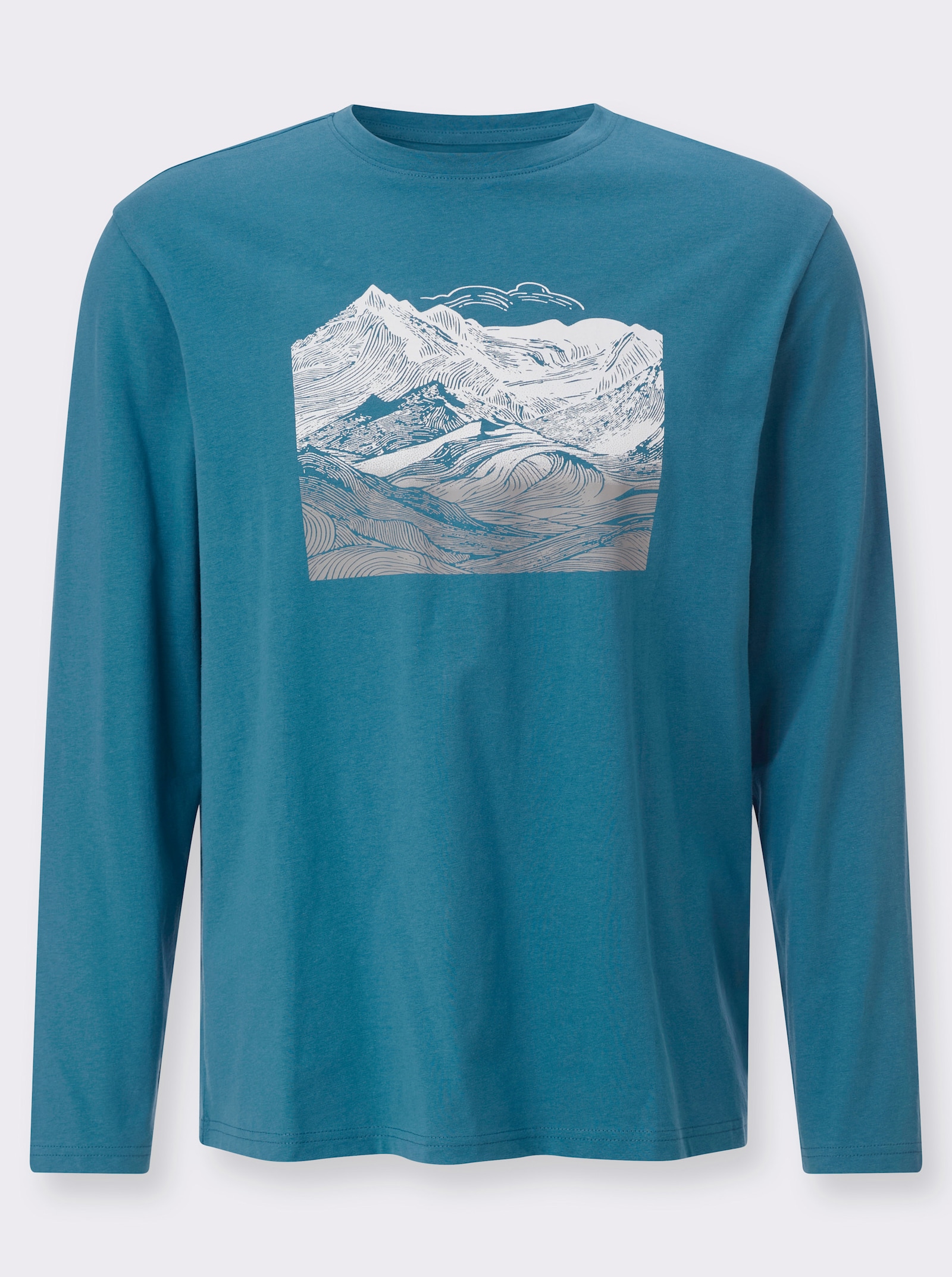 Langarmshirt mit Gebirgs-Druckmotiv - topas