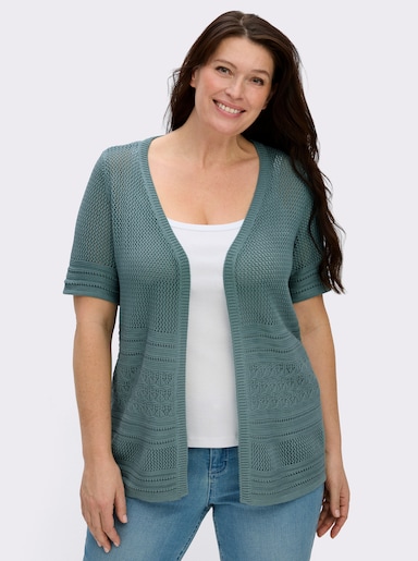 Strickjacke in Ajourstrick - jade