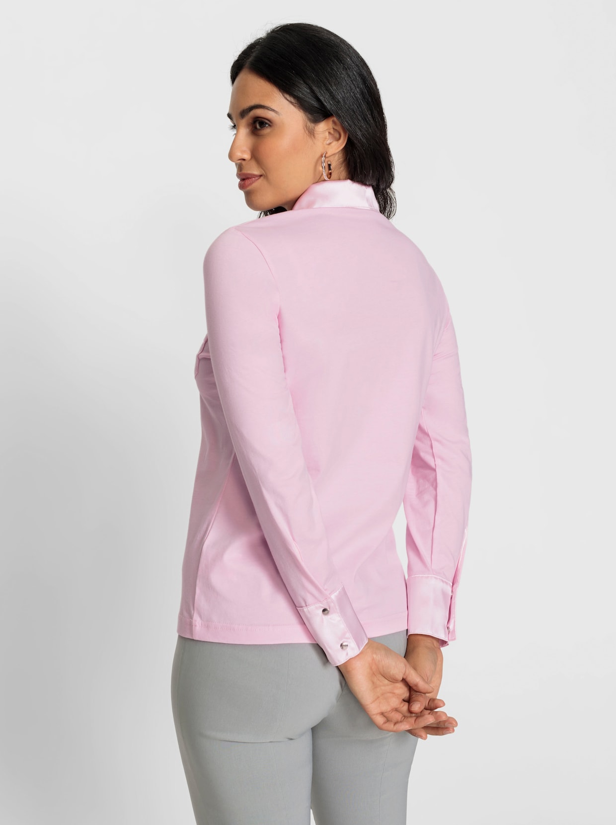 Langarm-Poloshirt - rosé