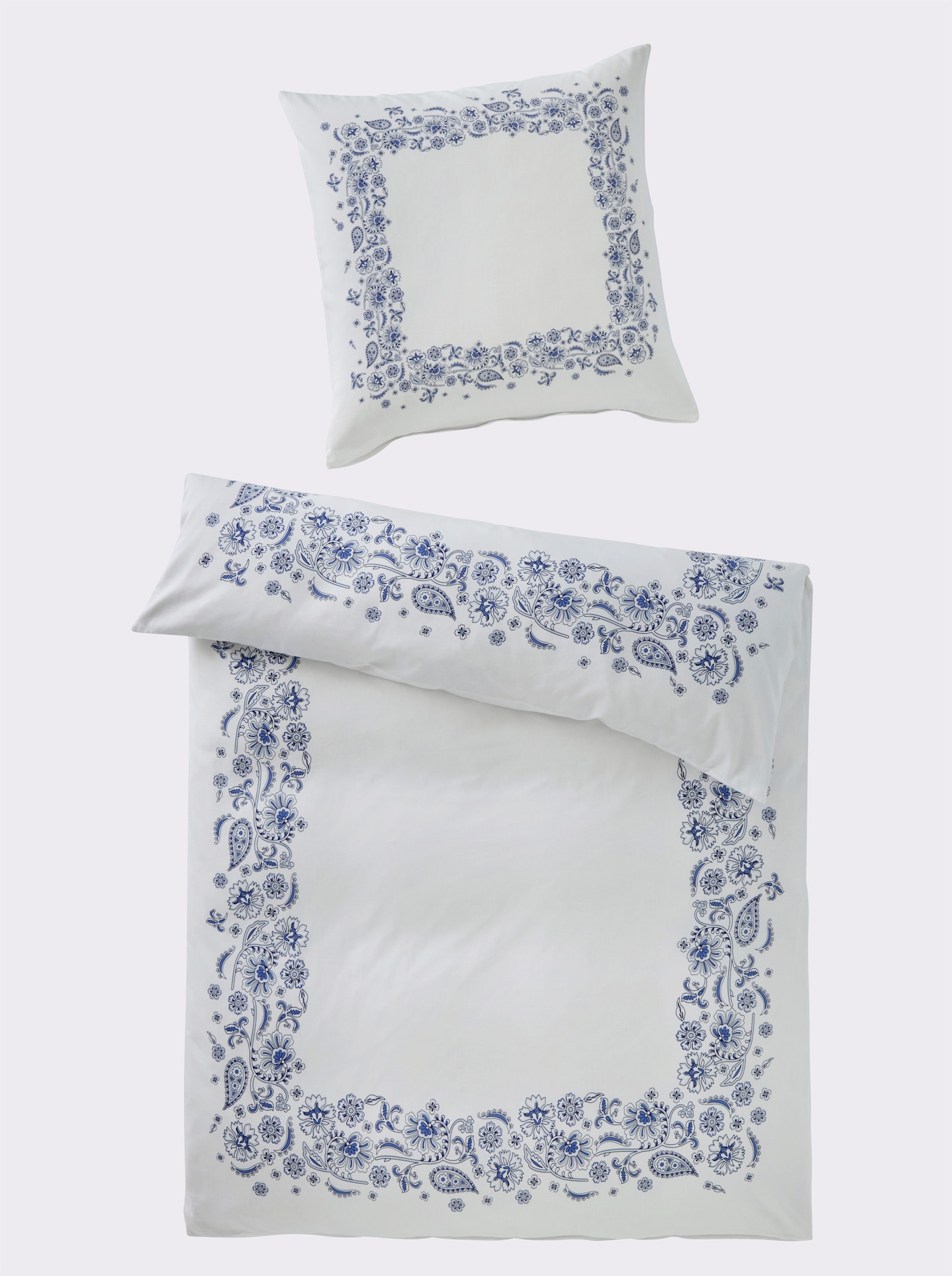 heine home Bedtextiel - wit/middenblauw bedrukt