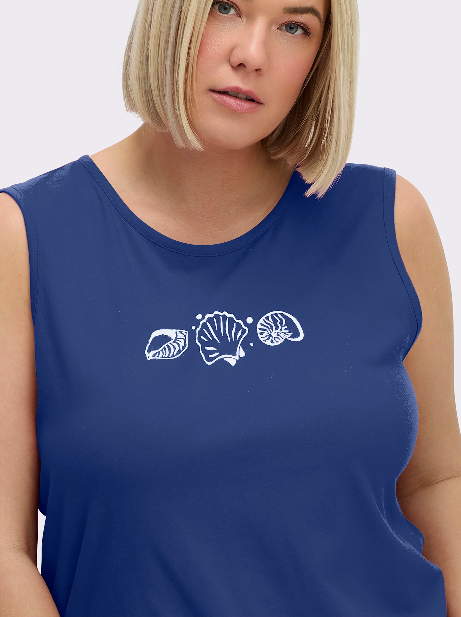 Shirttop mit Seitenschlitzen - royalblau