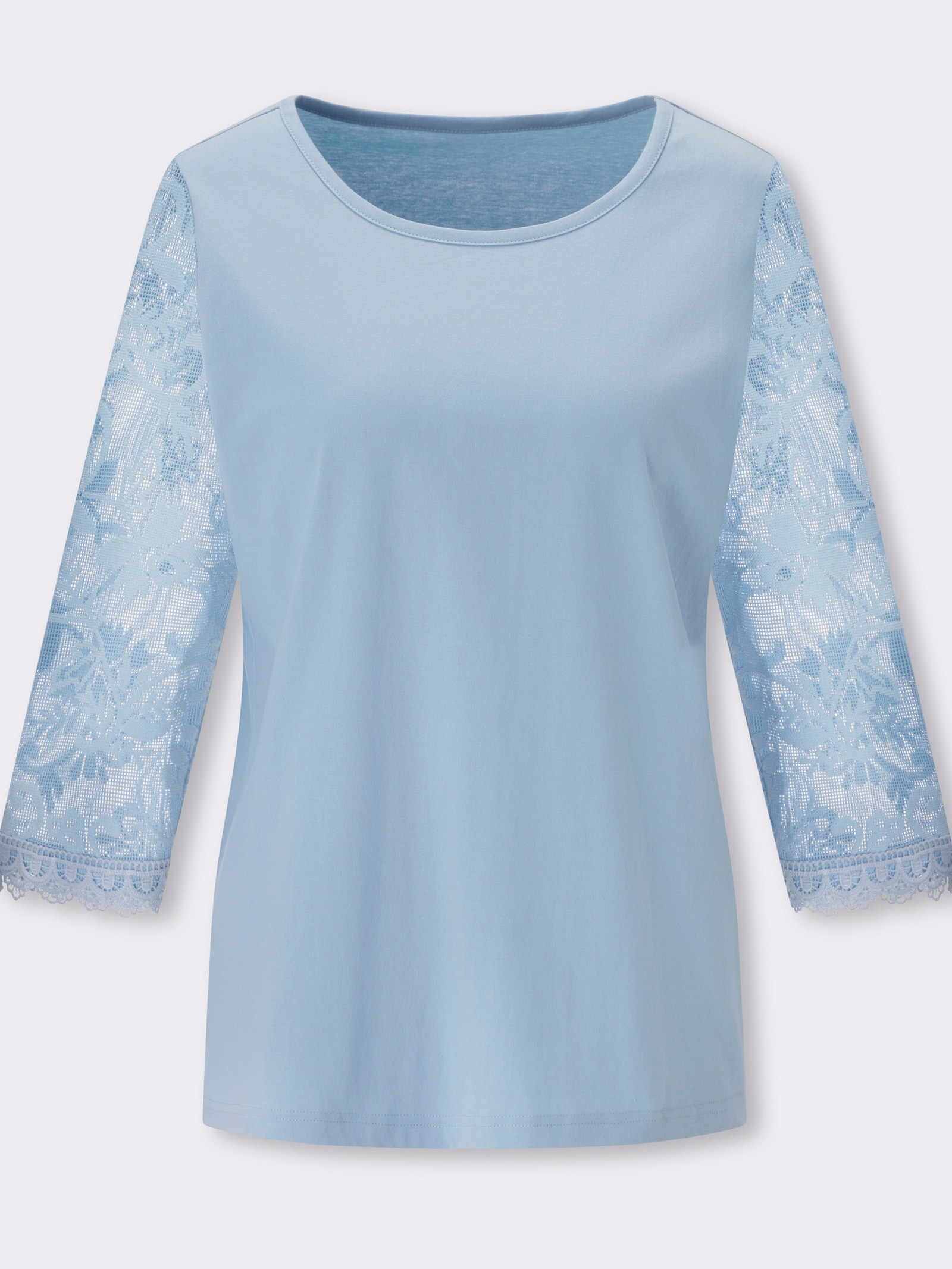 Spitzenshirt - hellblau