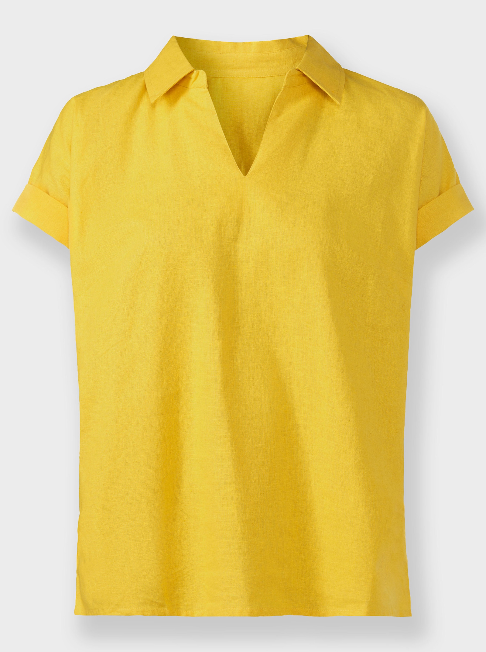 heine Schlupfbluse aus Baumwoll-Leinen-Mix - sonnengelb