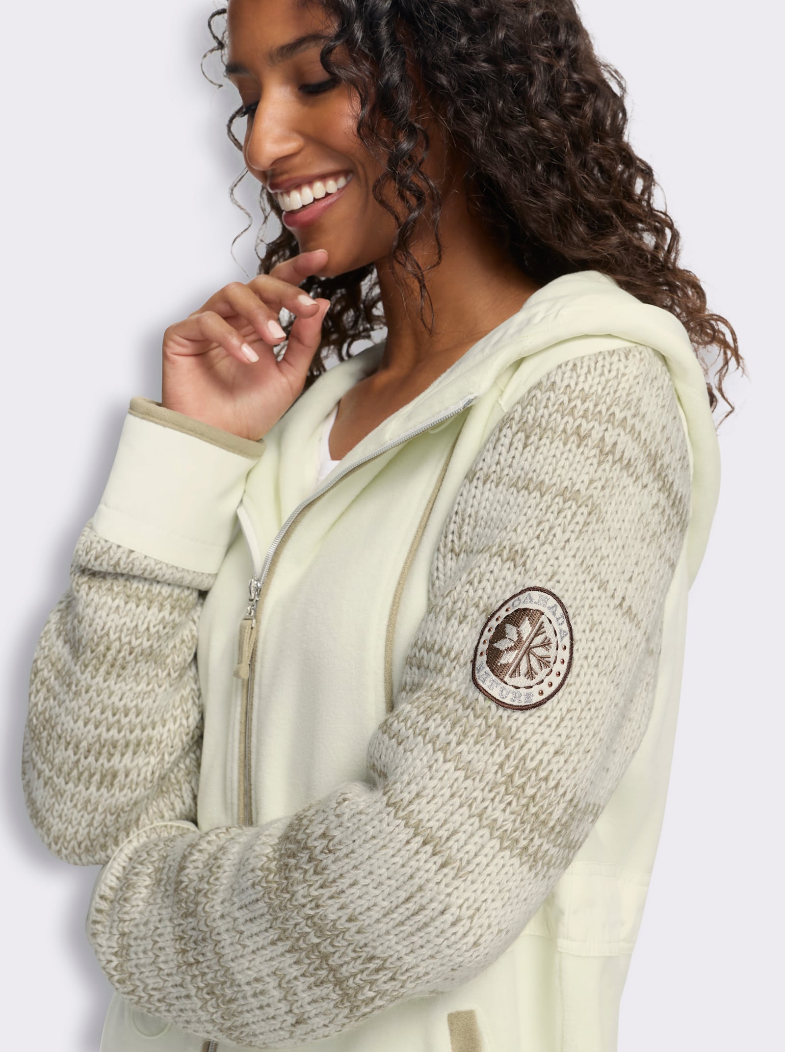 heine Fleecejacke mit Kapuze - ecru