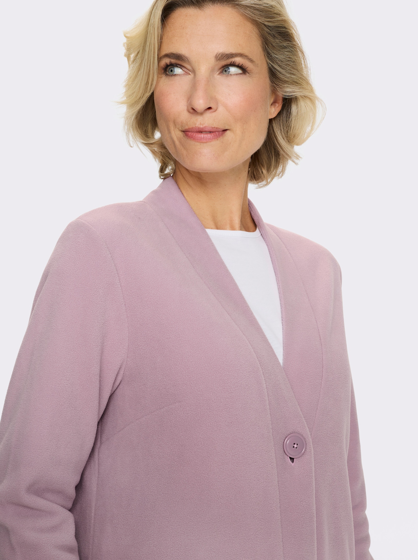 Fleecejacke mit V-Ausschnitt - mauve