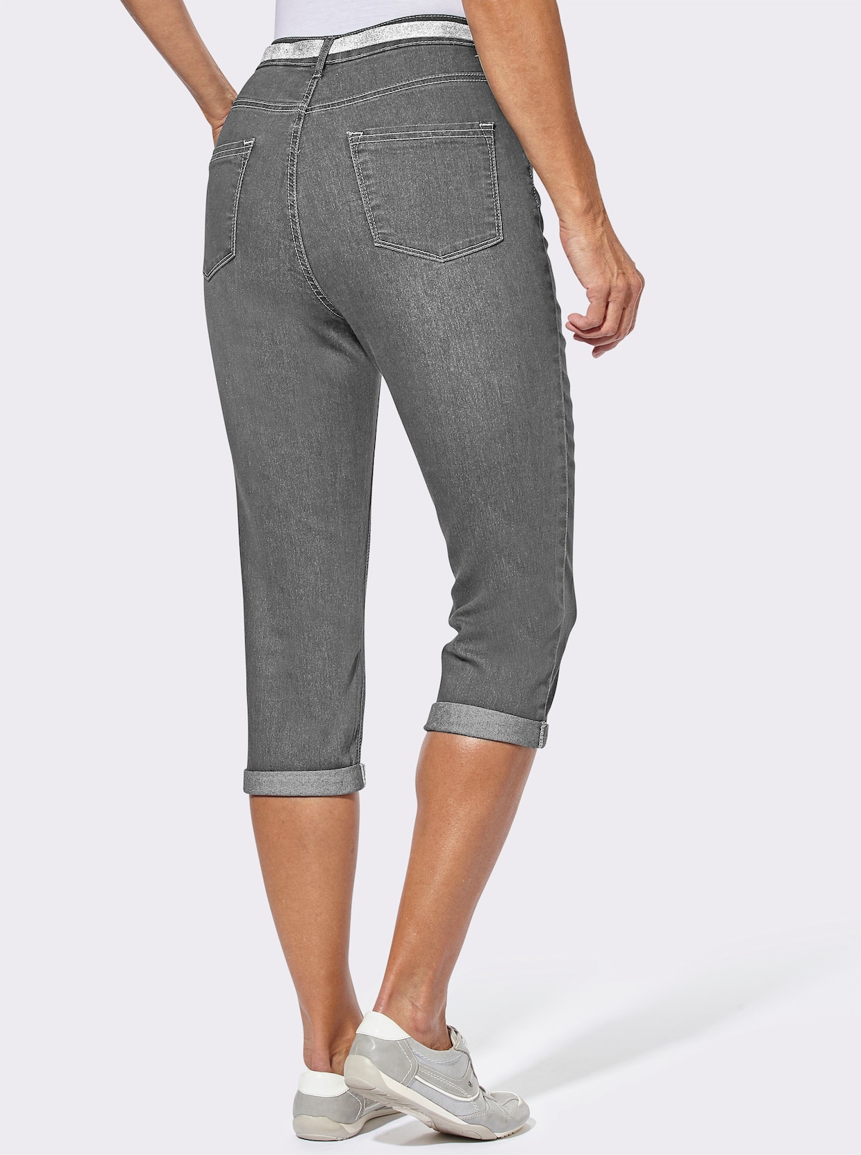 Capri kalhoty - šedá denim
