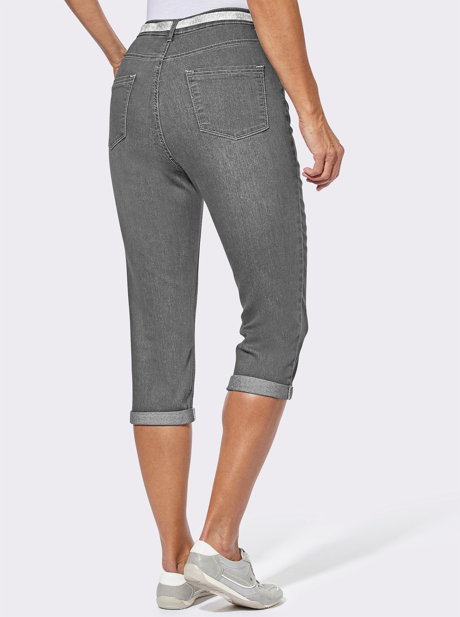 Caprijeans inklusive Gürtel - grey denim