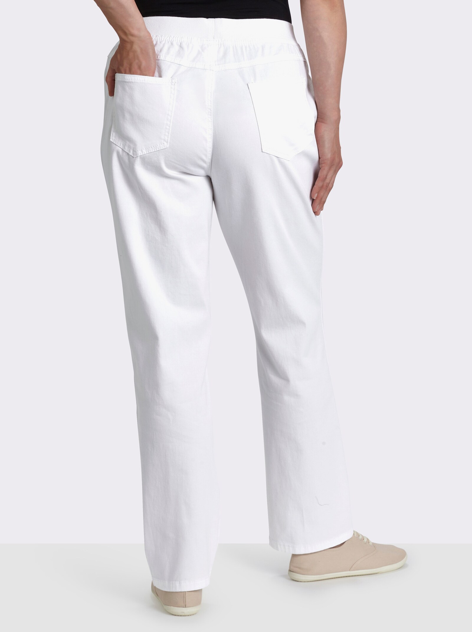 Stretch-Jeans mit Rundum-Dehnbund - weiß
