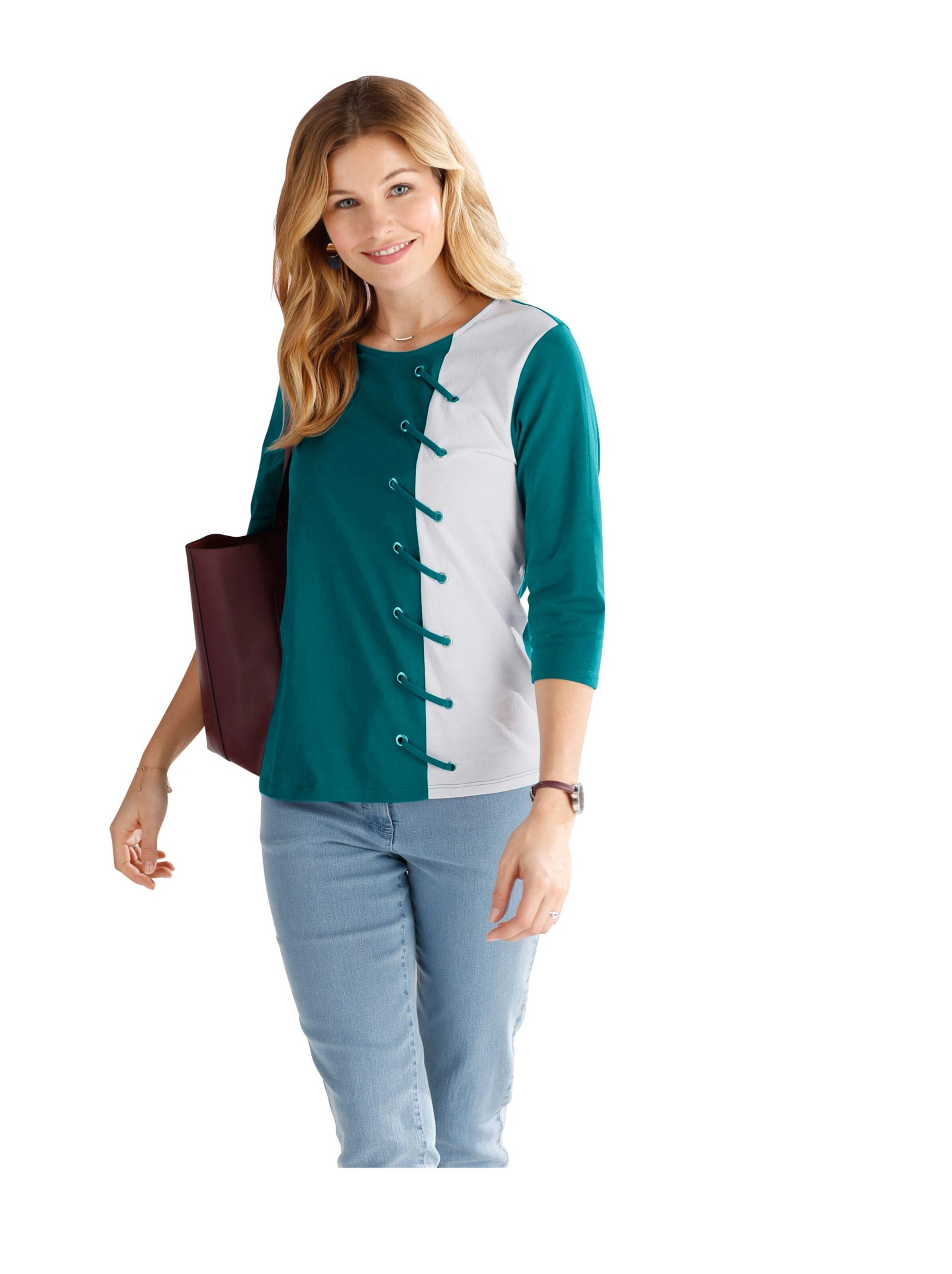 Shirt - aquapetrol-weiß