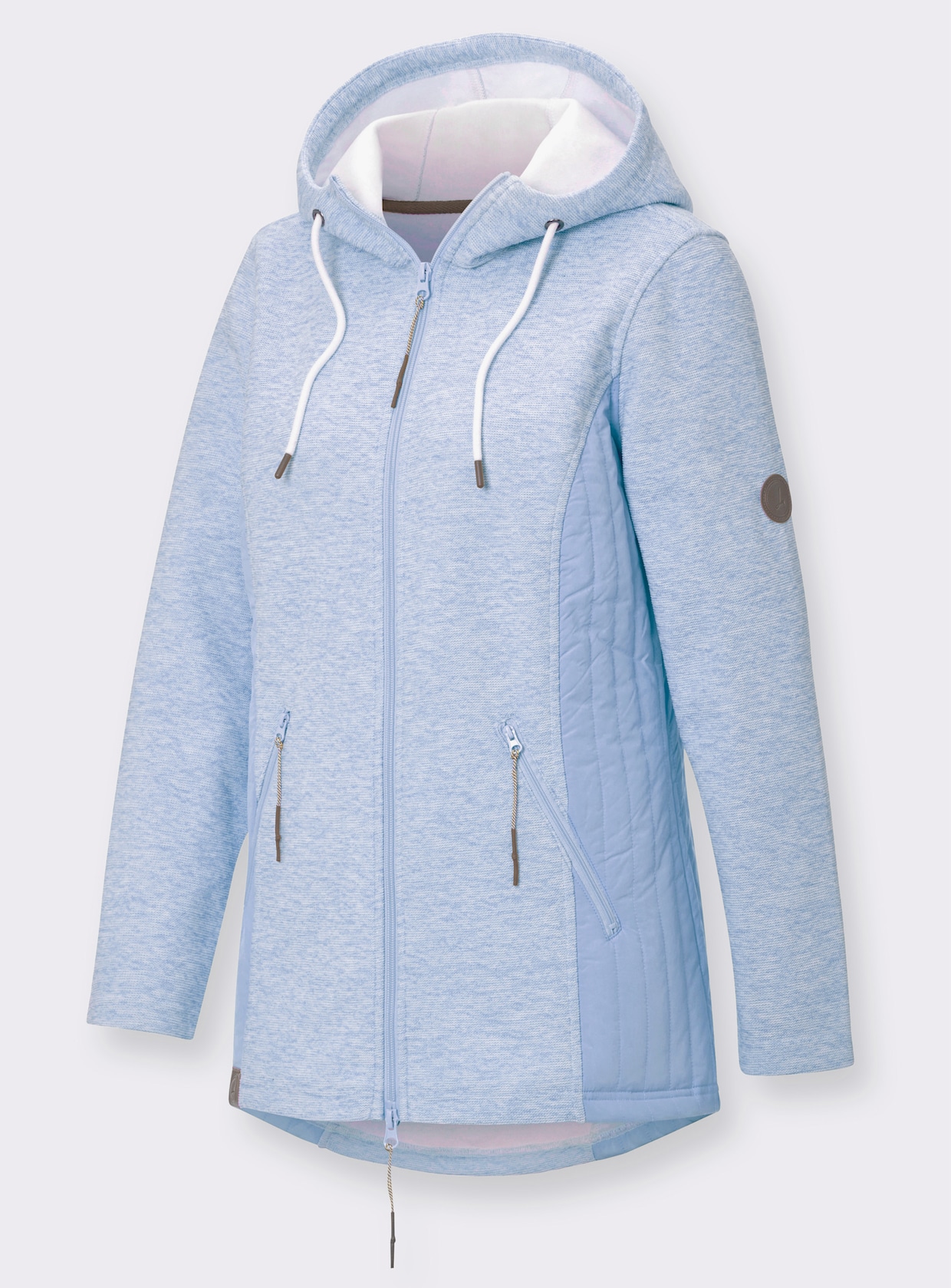 Strickfleecejacke - eisblau-weiss-meliert