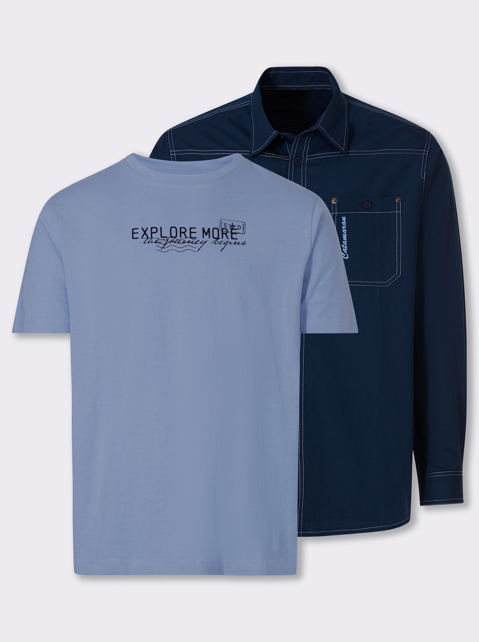 Catamaran Hemd mit Shirt im Set - dunkelblau + bleu