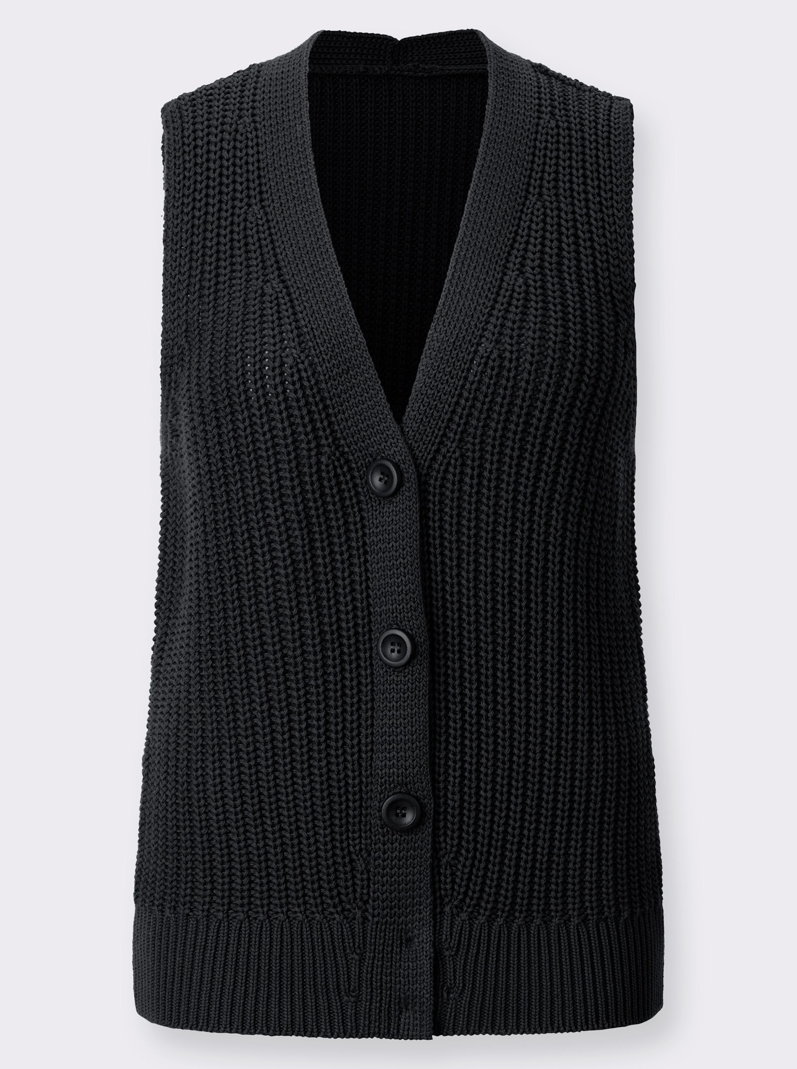 Pletená vesta z hrubého úpletu - černá