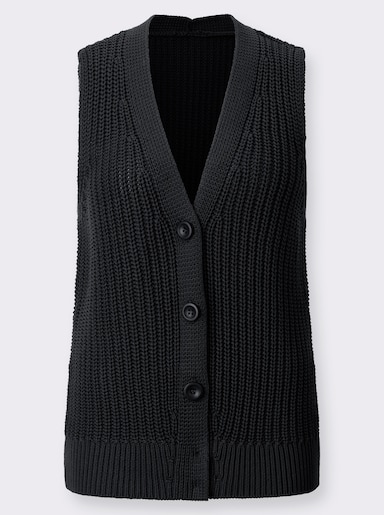 Strickweste in Grobstrick-Optik - schwarz