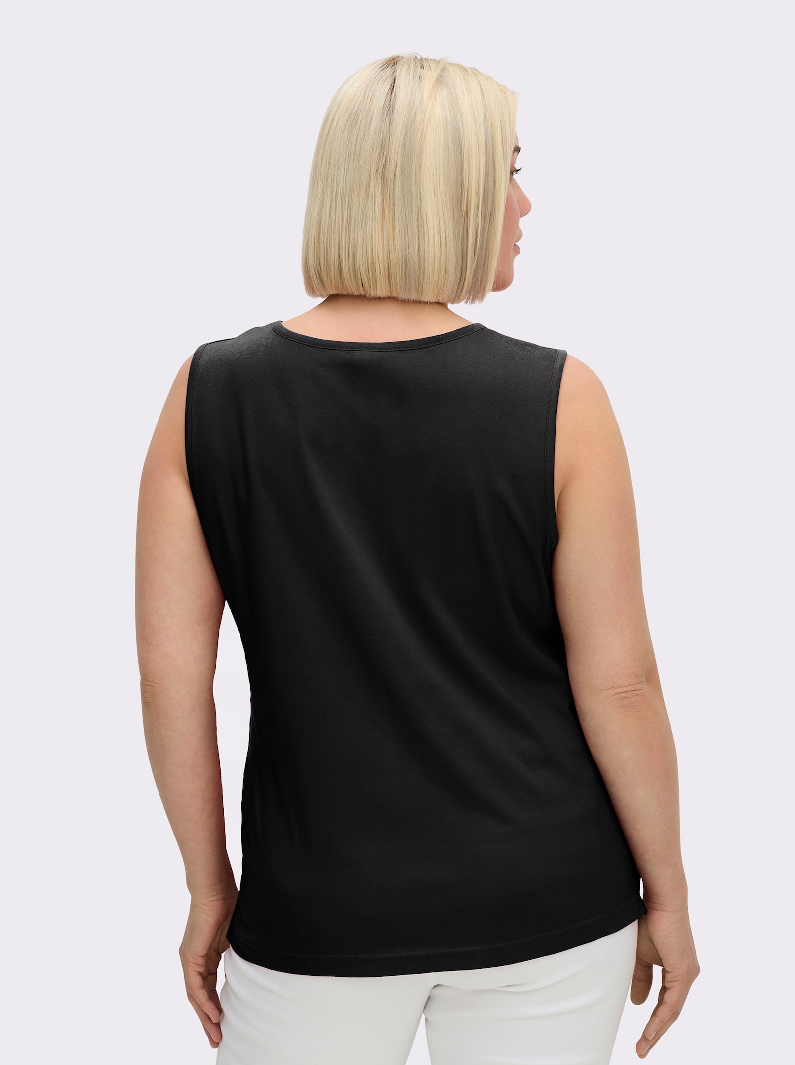 Shirttop mit Seitenschlitzen - schwarz