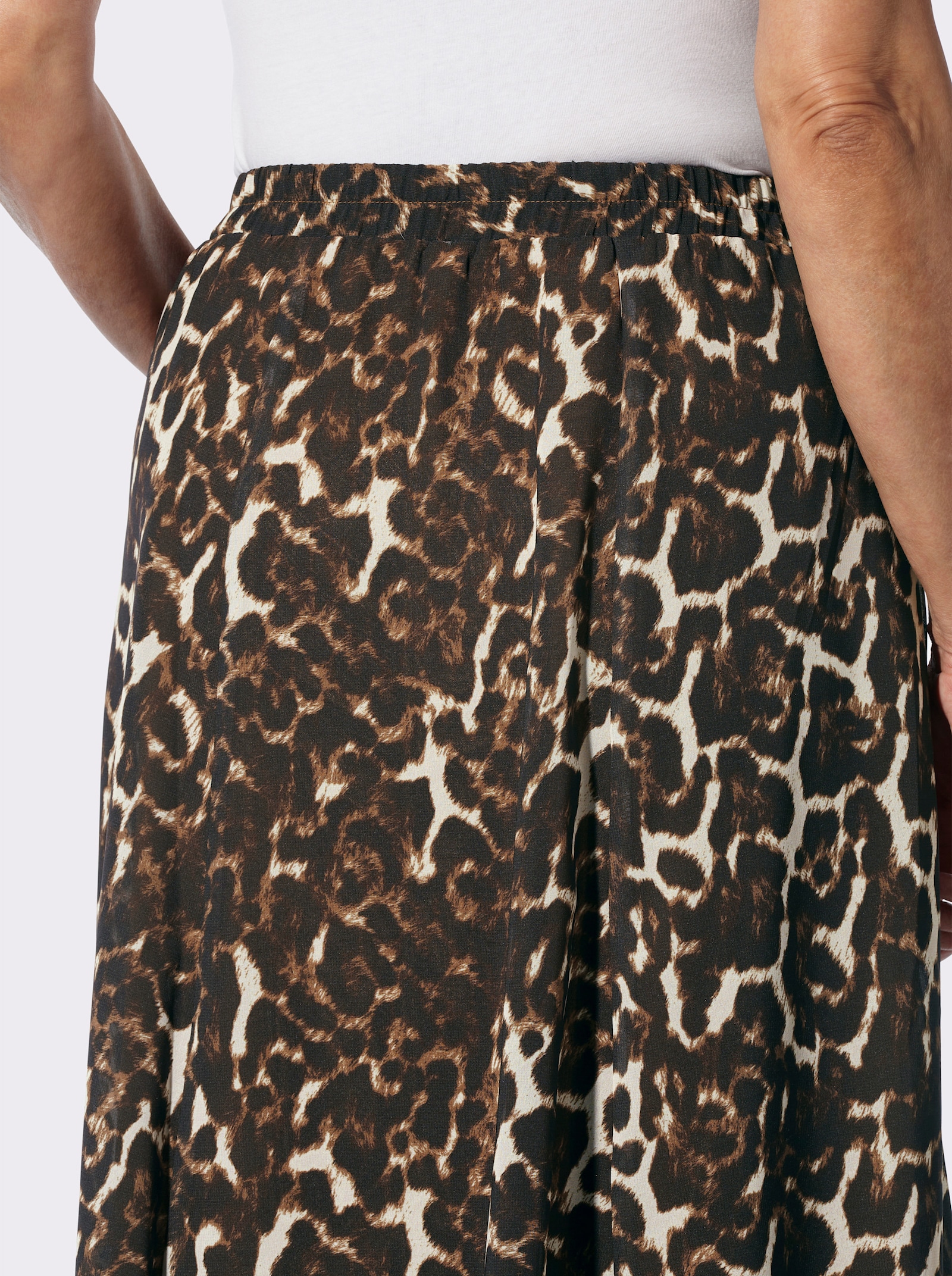 Bahnenrock mit Leo-Muster allover - braun-schwarz-bedruckt