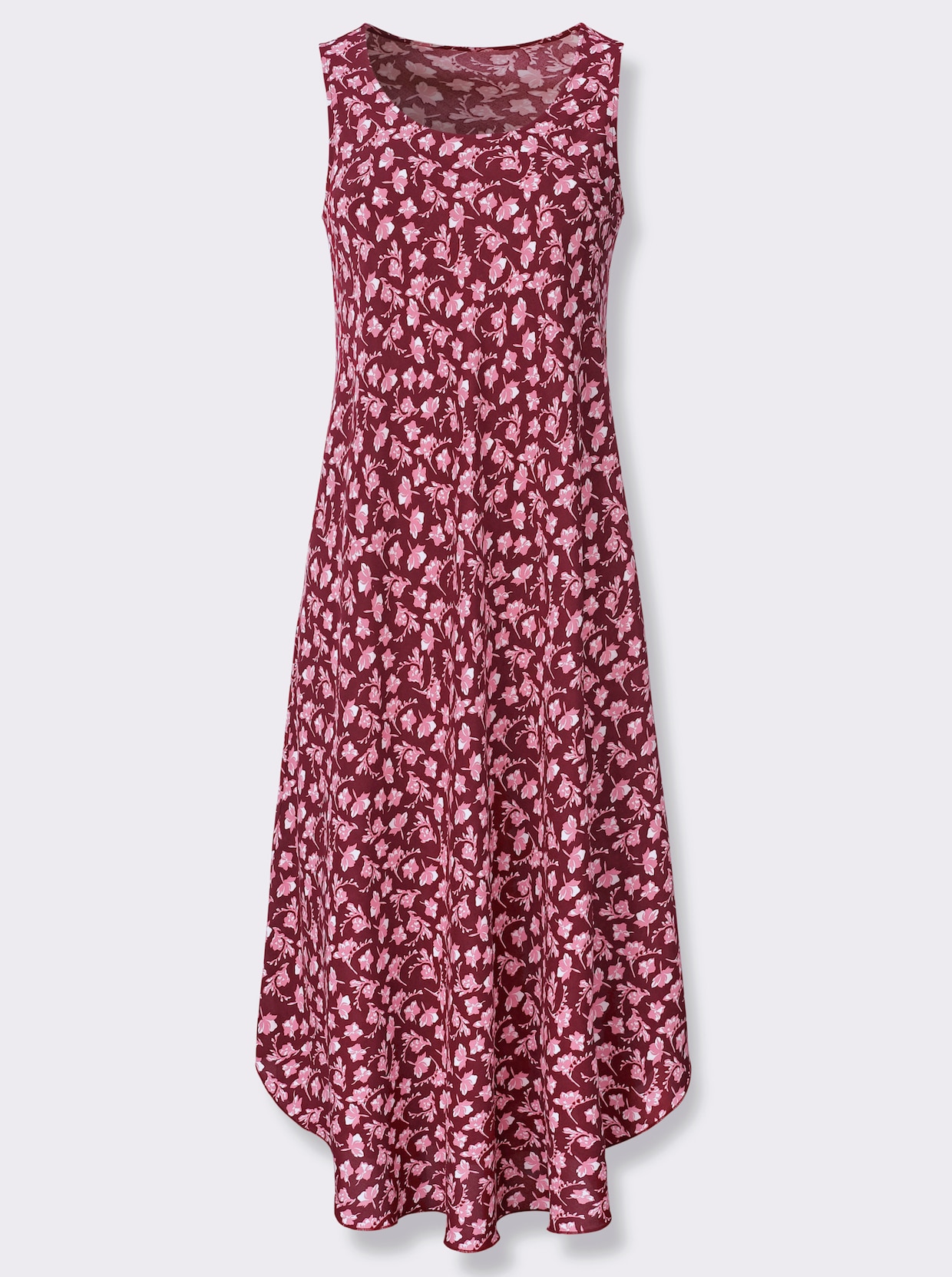 Druckkleid - bordeaux-weiß-bedruckt