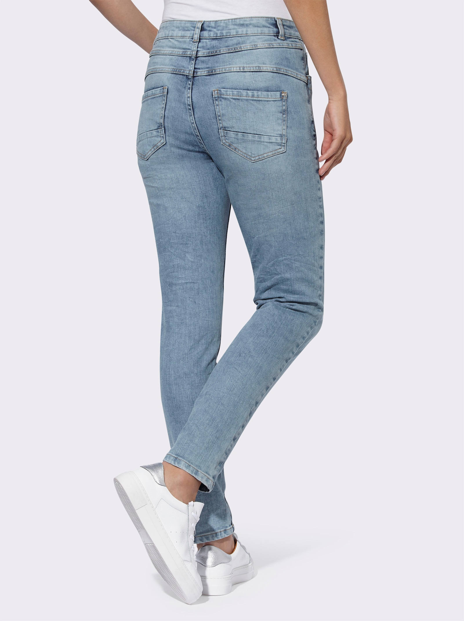 heine 5-pocketjeans met crinkle-effect - blue-bleached
