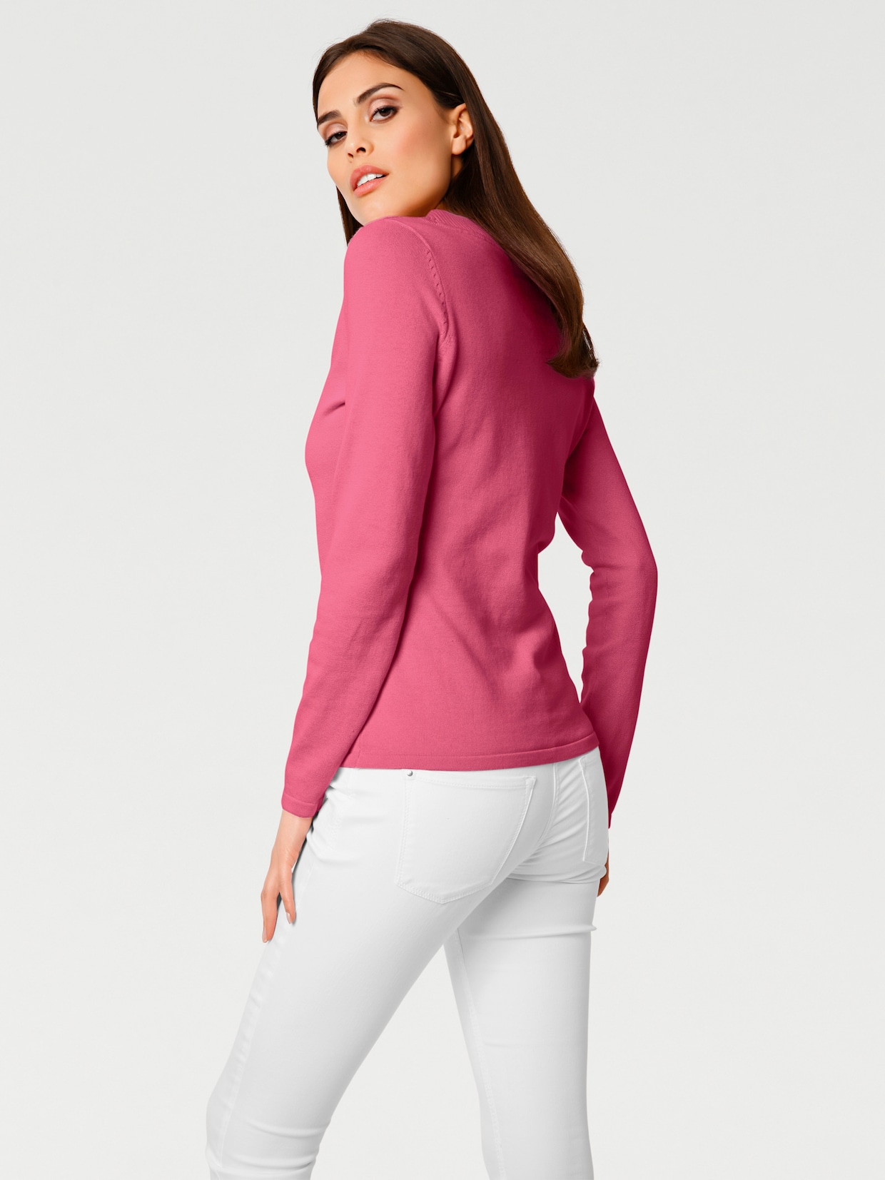 heine Pullover met V-hals - pink