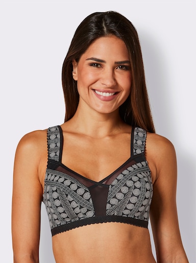 wäschepur Entlastungs-BH ohne Bügel - schwarz-bedruckt