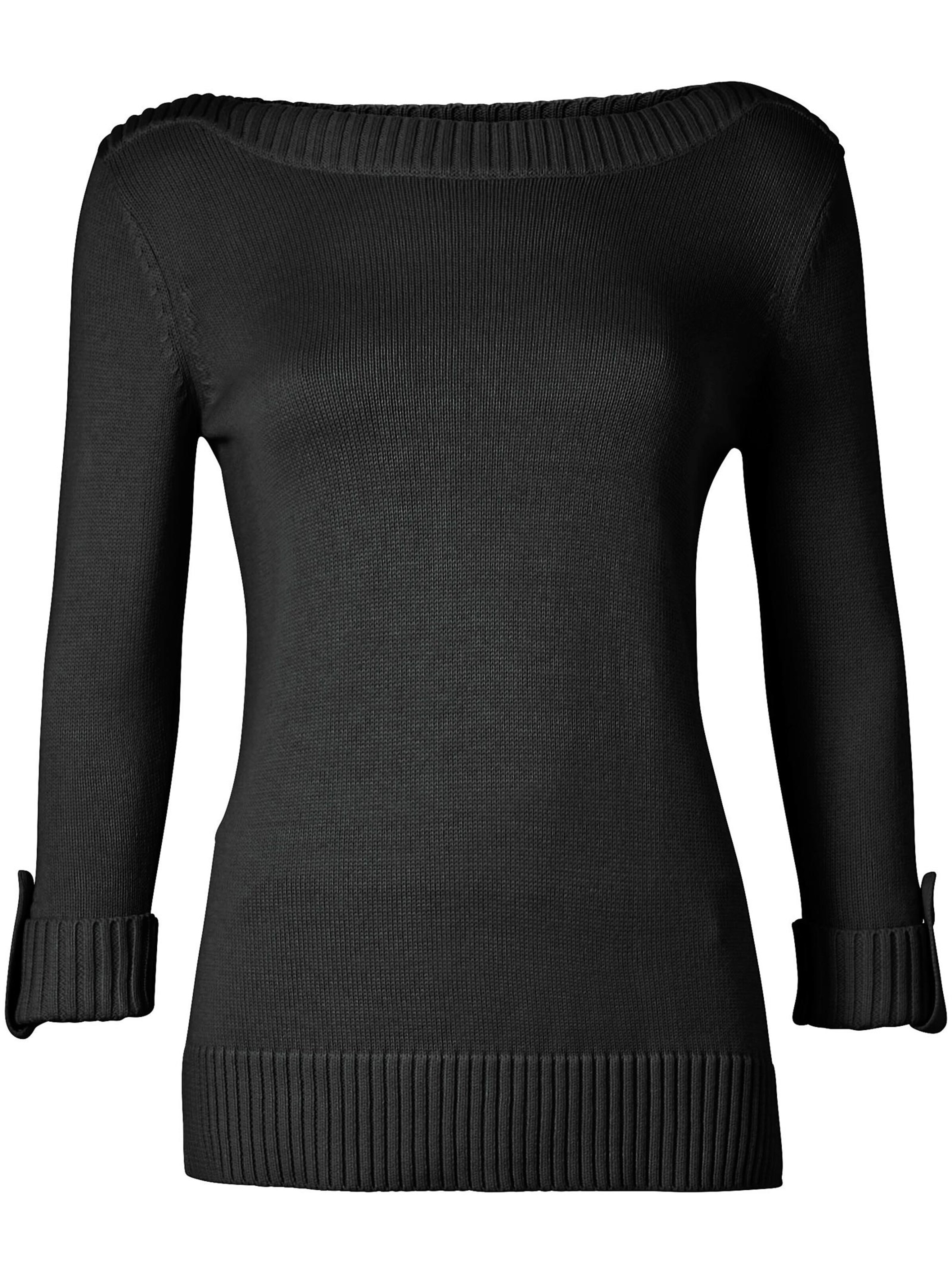 Damenmode Pullover 3/4 Arm-Pullover in schwarz 