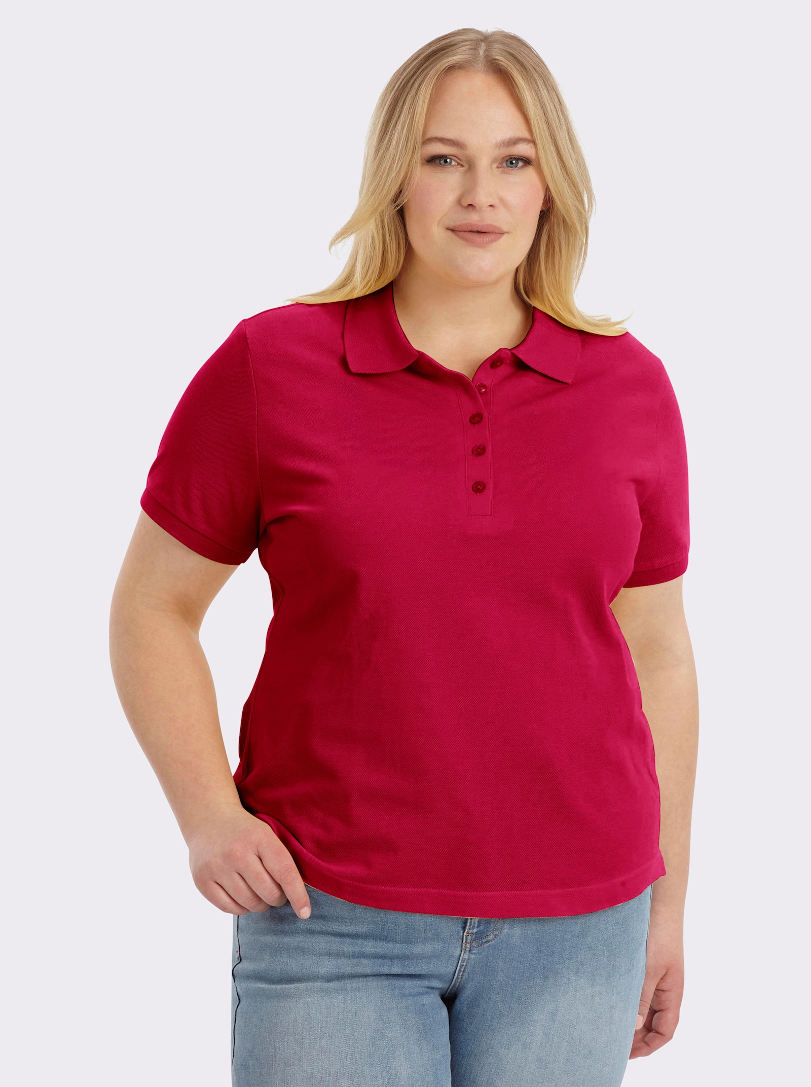 Poloshirt mit Seitenschlitzen - kirschrot