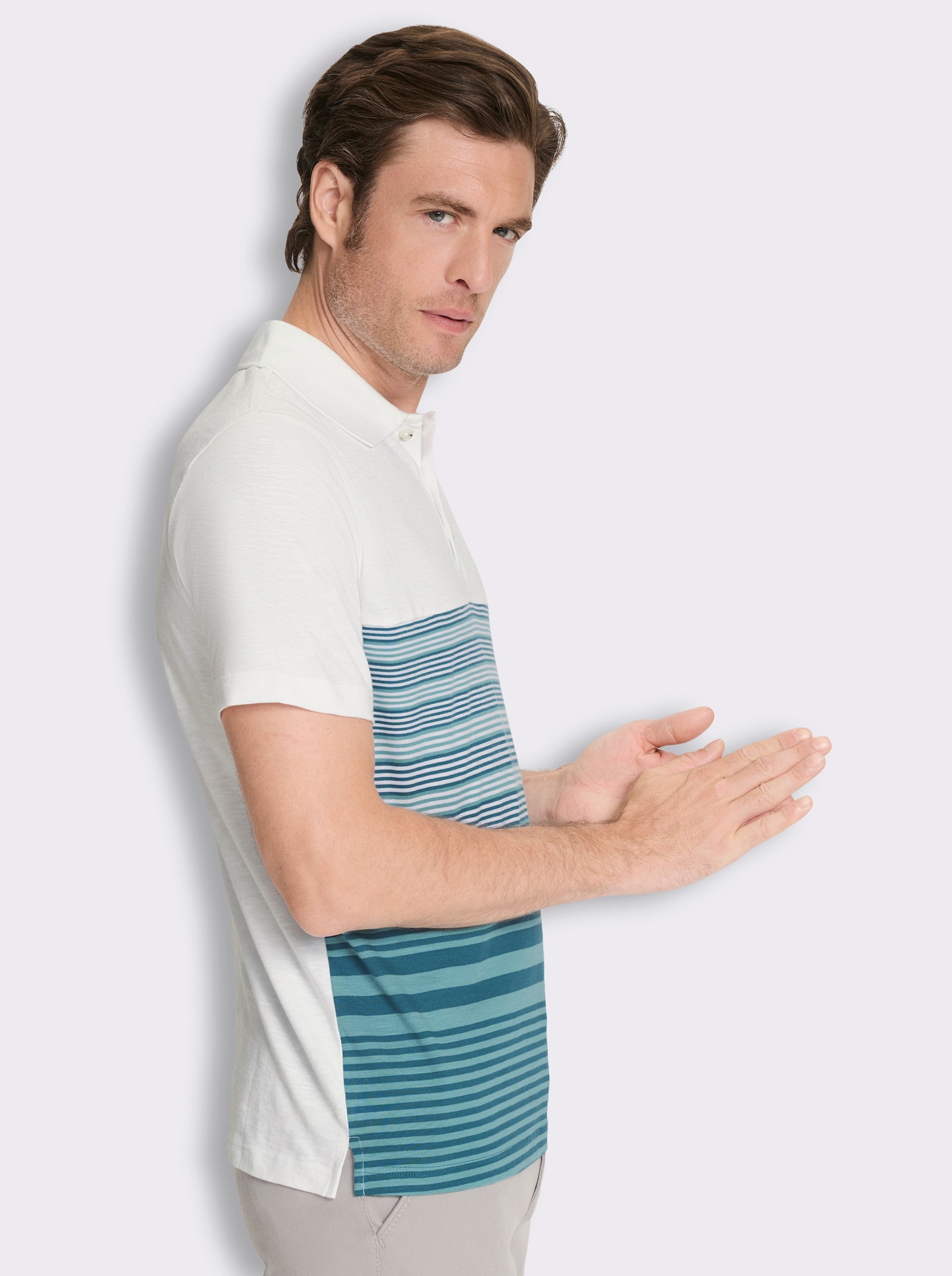 Poloshirt mit Streifen - topas-weiß-gestreift